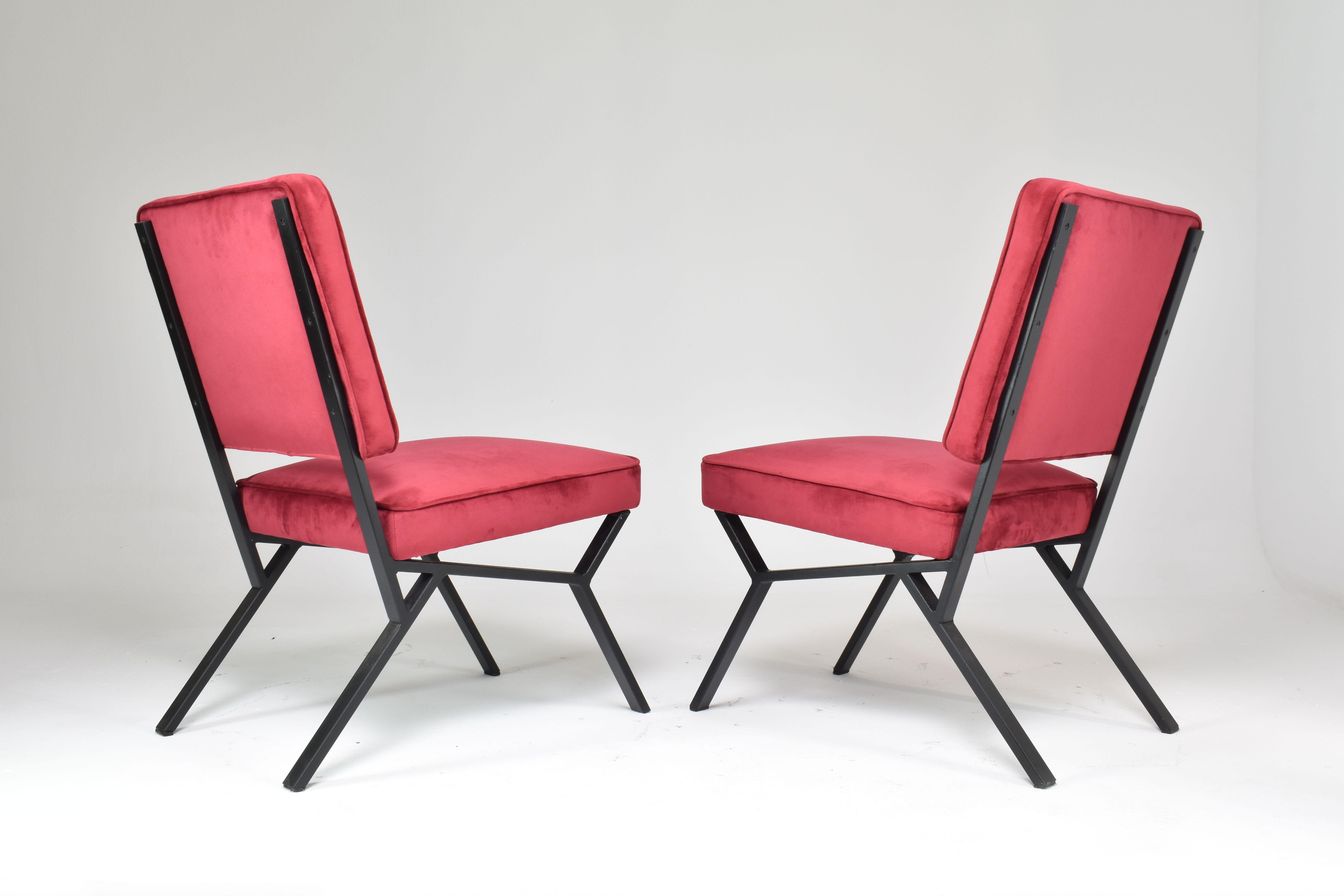 Pair of Italian Velvet Chairs, 1950s For Sale 6