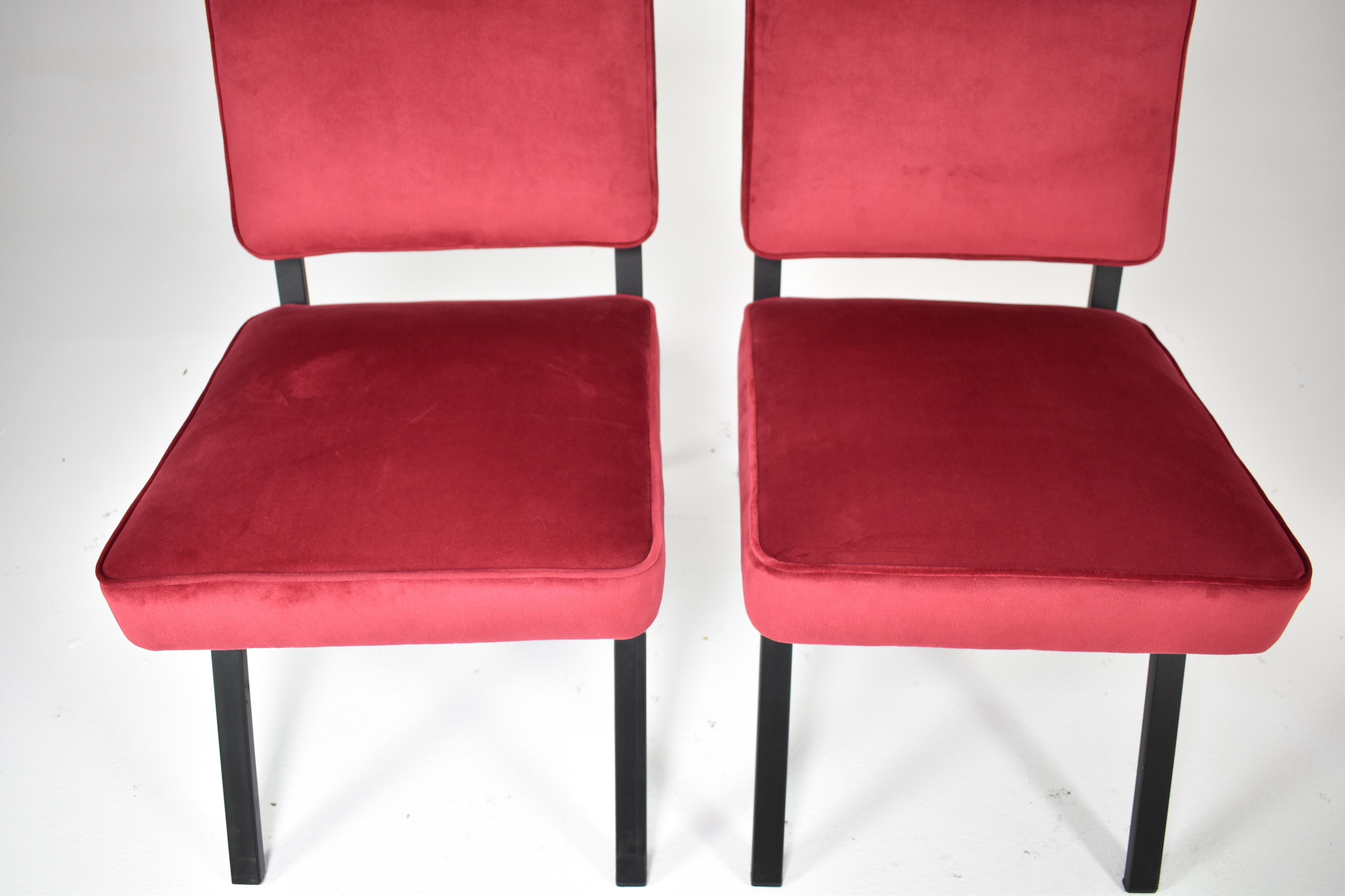 Pair of Italian Velvet Chairs, 1950s For Sale 1