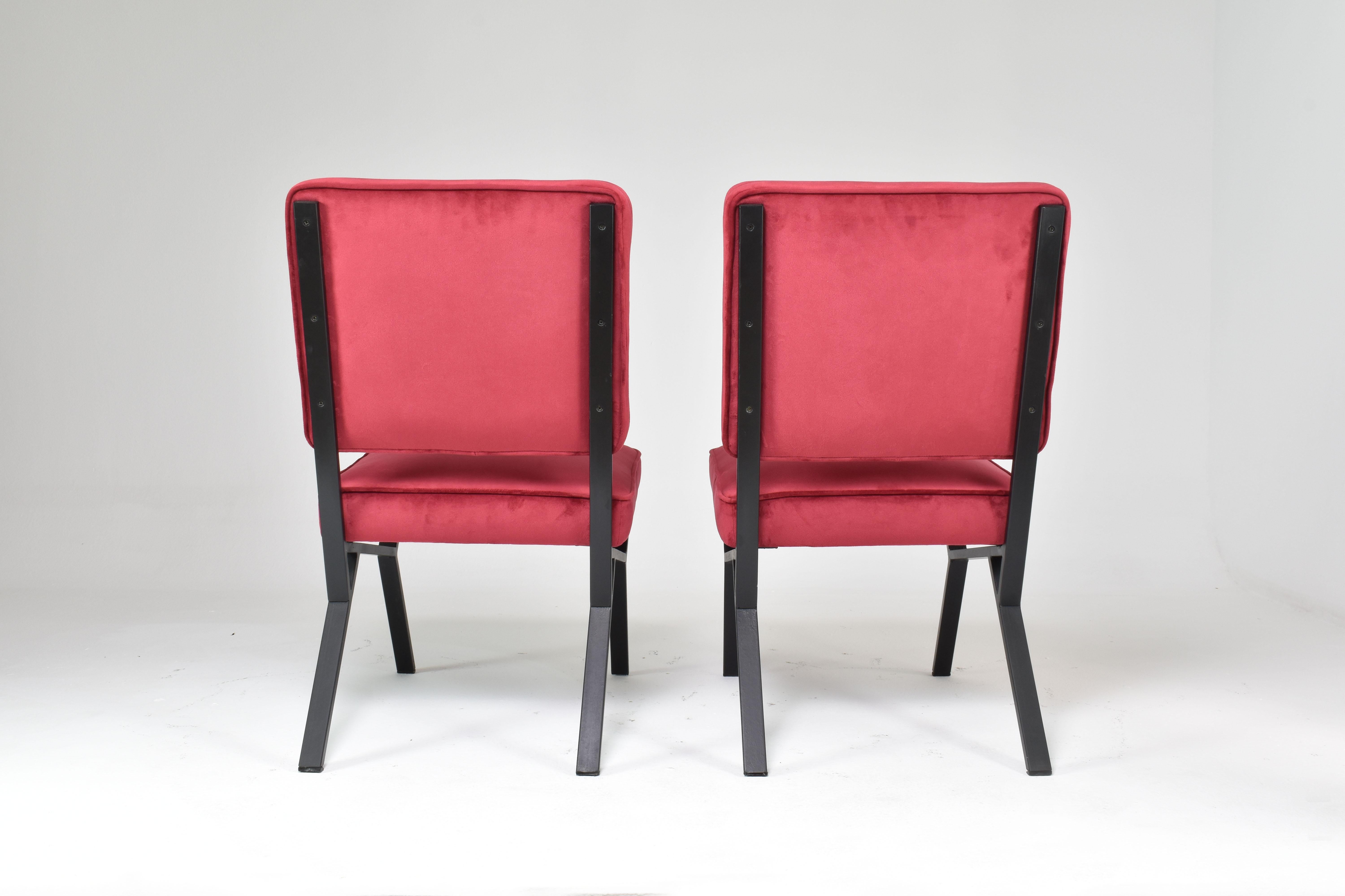 Pair of Italian Velvet Chairs, 1950s For Sale 3