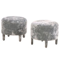 Pair of Italian Velvet Upholstered Boudoir Stools, C 1970