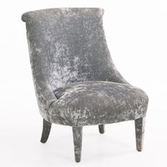 Pair of Italian Velvet Upholstered Slipper Chairs, C 1970