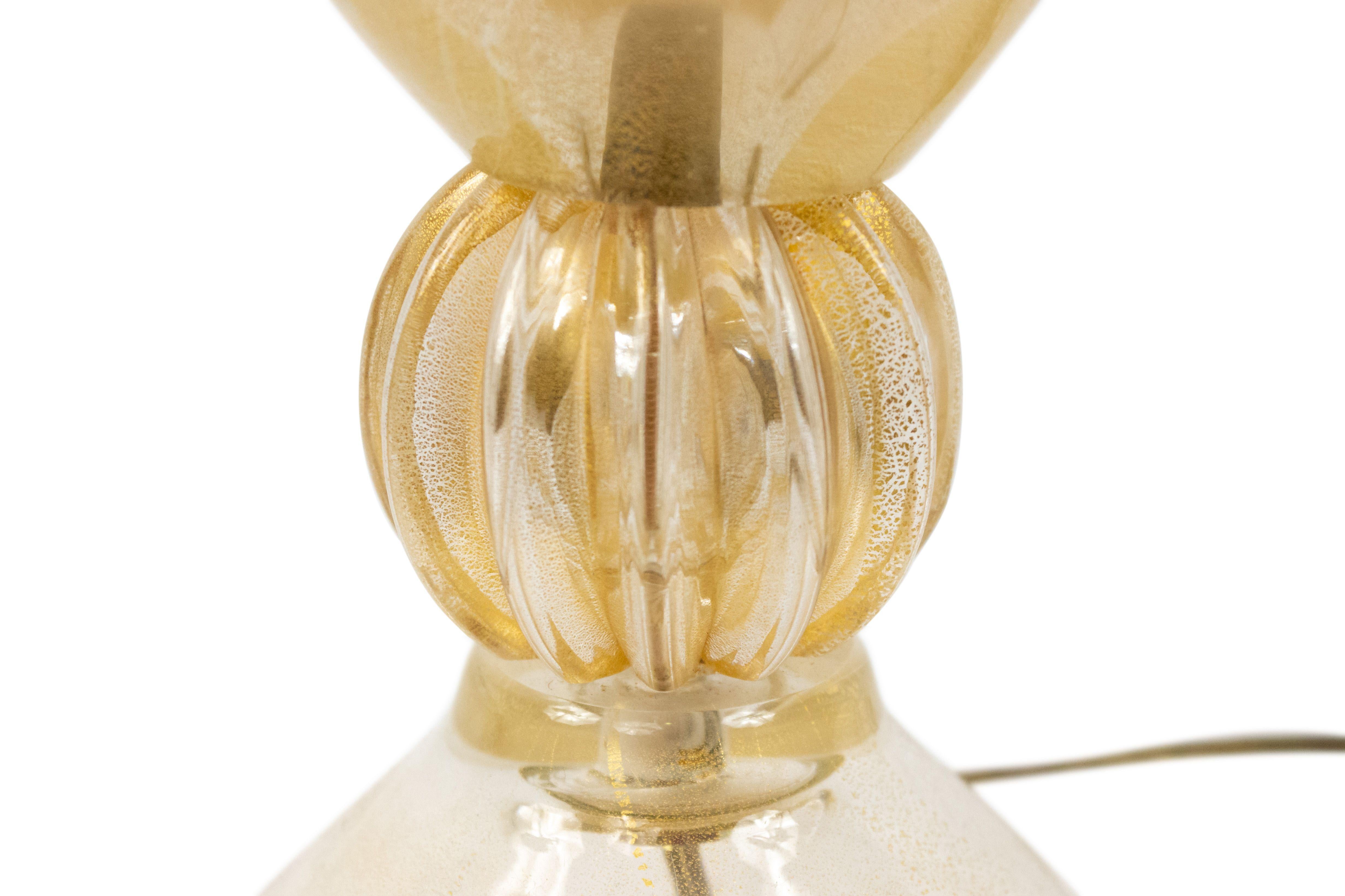 Pair of Italian Venetian 1940s Gold Dust Murano Glass Lamps 2