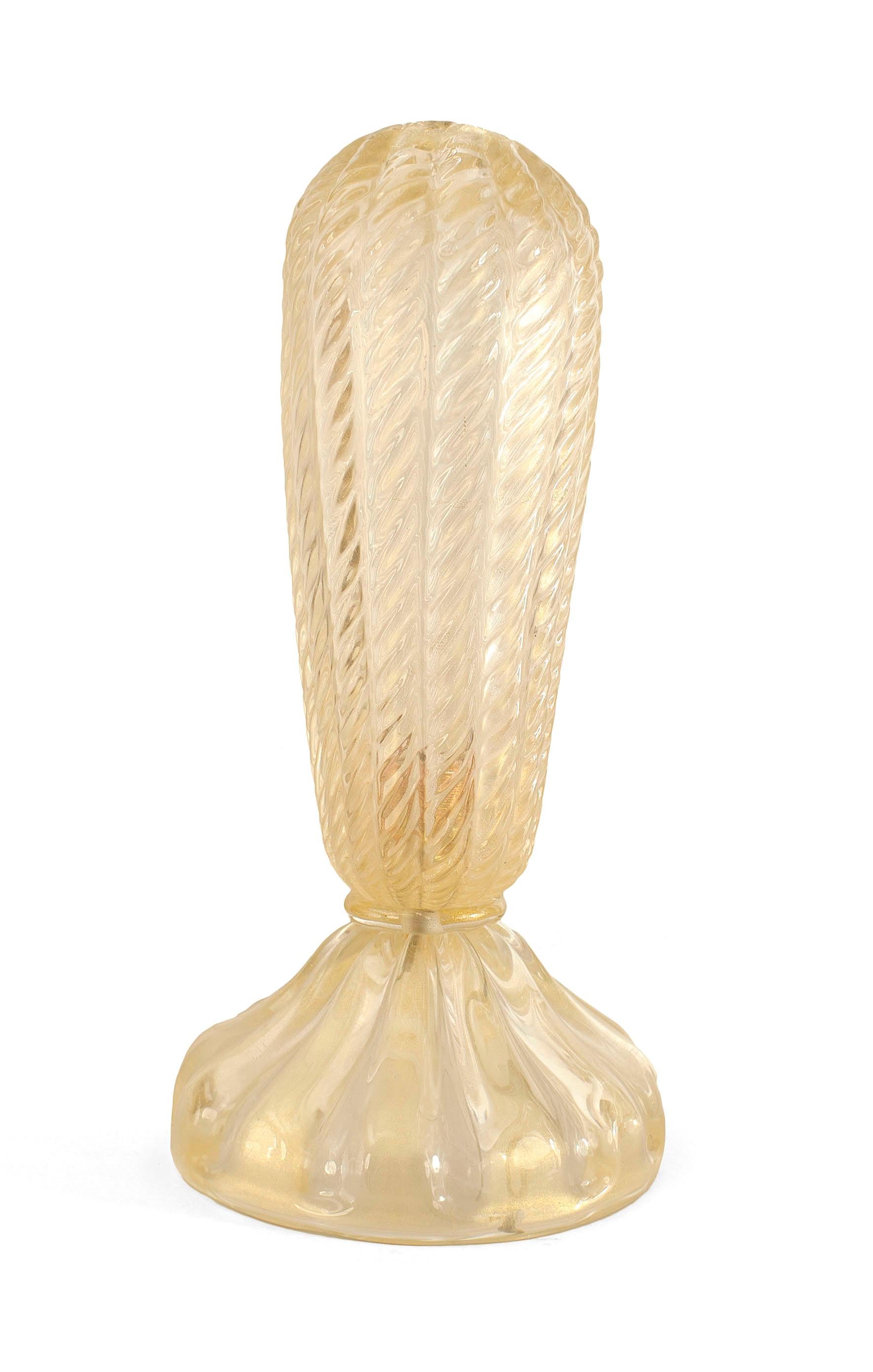 Modern Pair of Italian Barovier et Toso Gold Dusted Glass Table Lamps For Sale