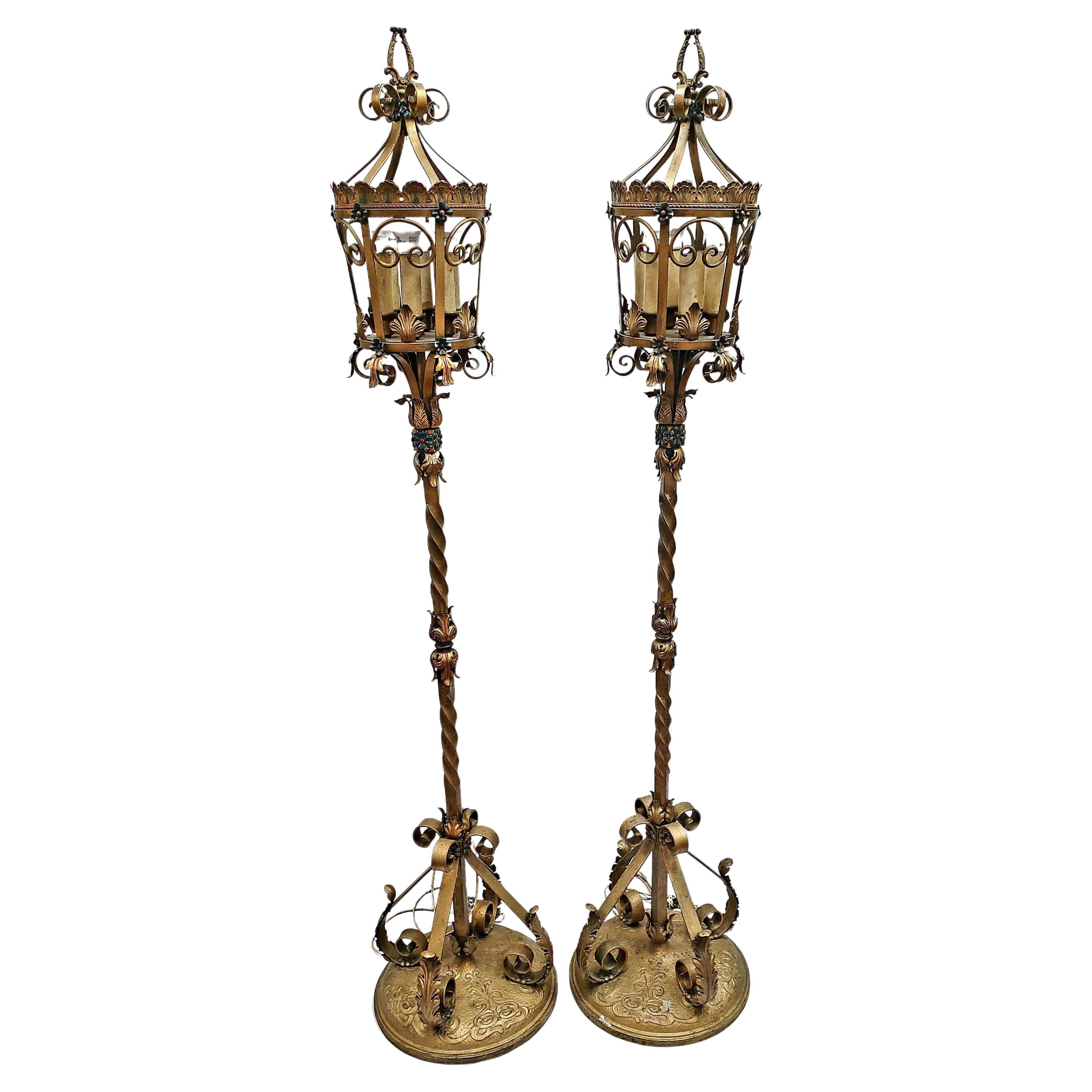 Pair  of 19th Century Venetian Tole Floor Lanterns