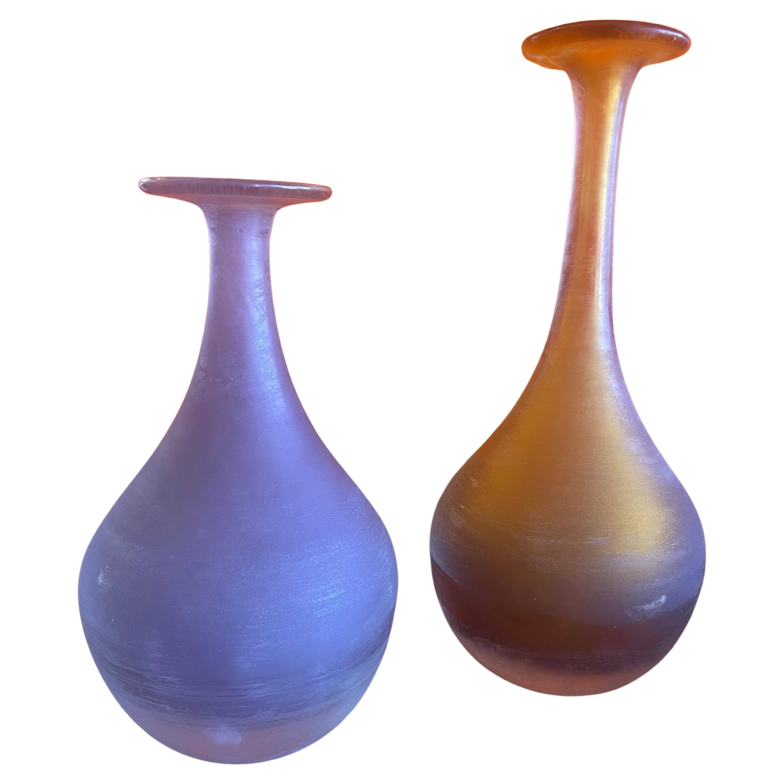 Pair of Italian Venetian Art Glass Vases for Kreiss For Sale