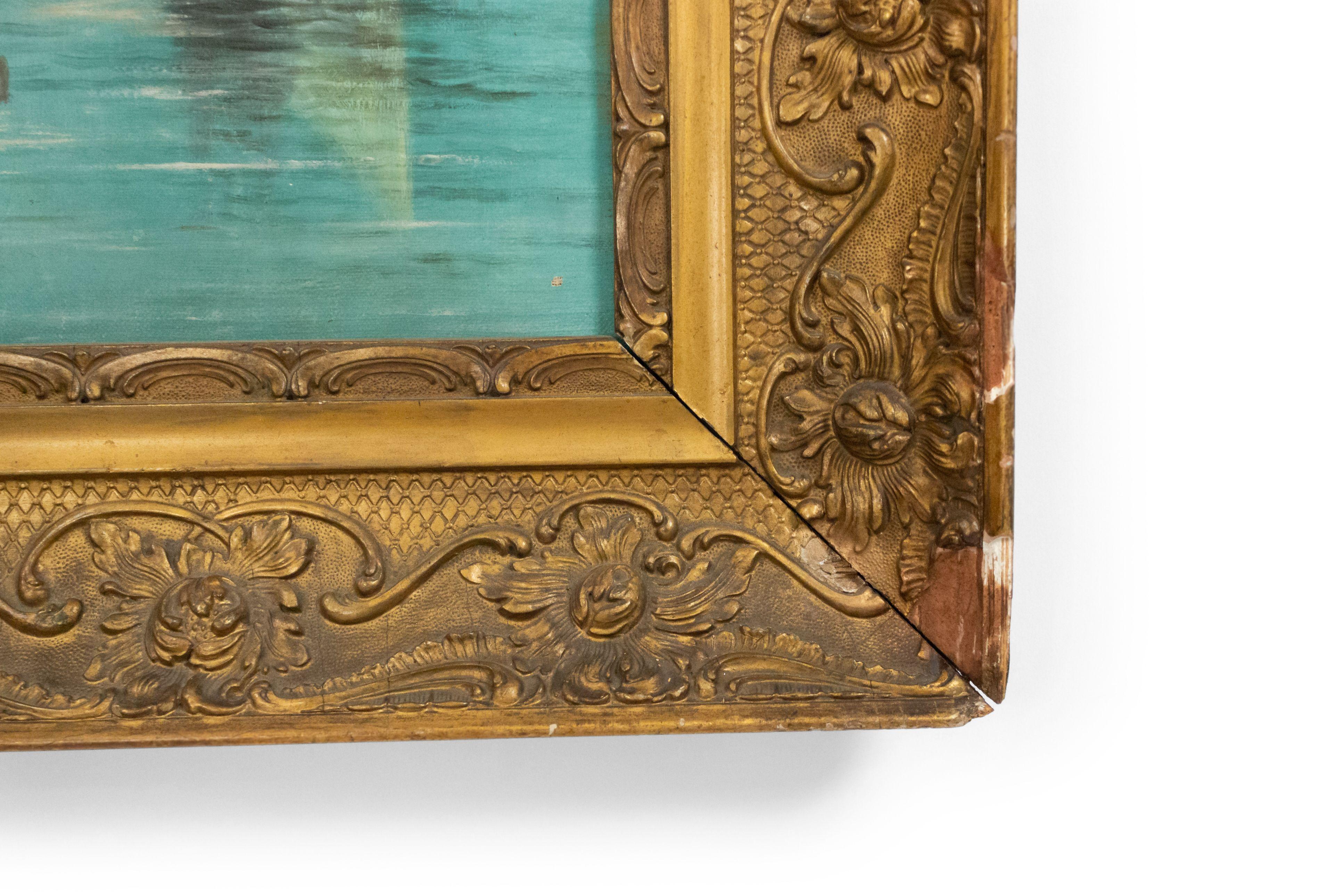 Pair of Italian Venetian Canal Paintings For Sale 5