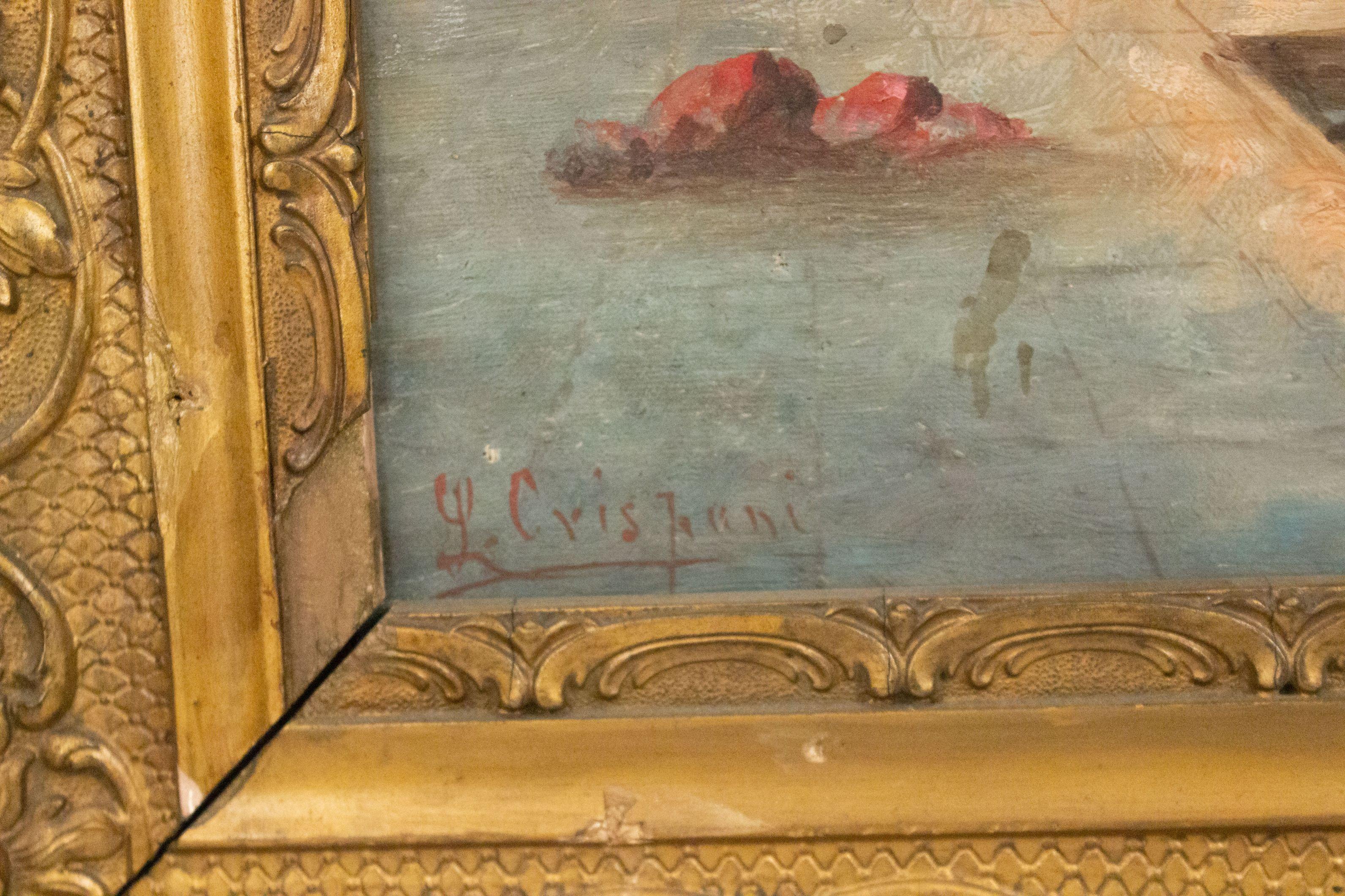 Pair of Italian Venetian Canal Paintings For Sale 6