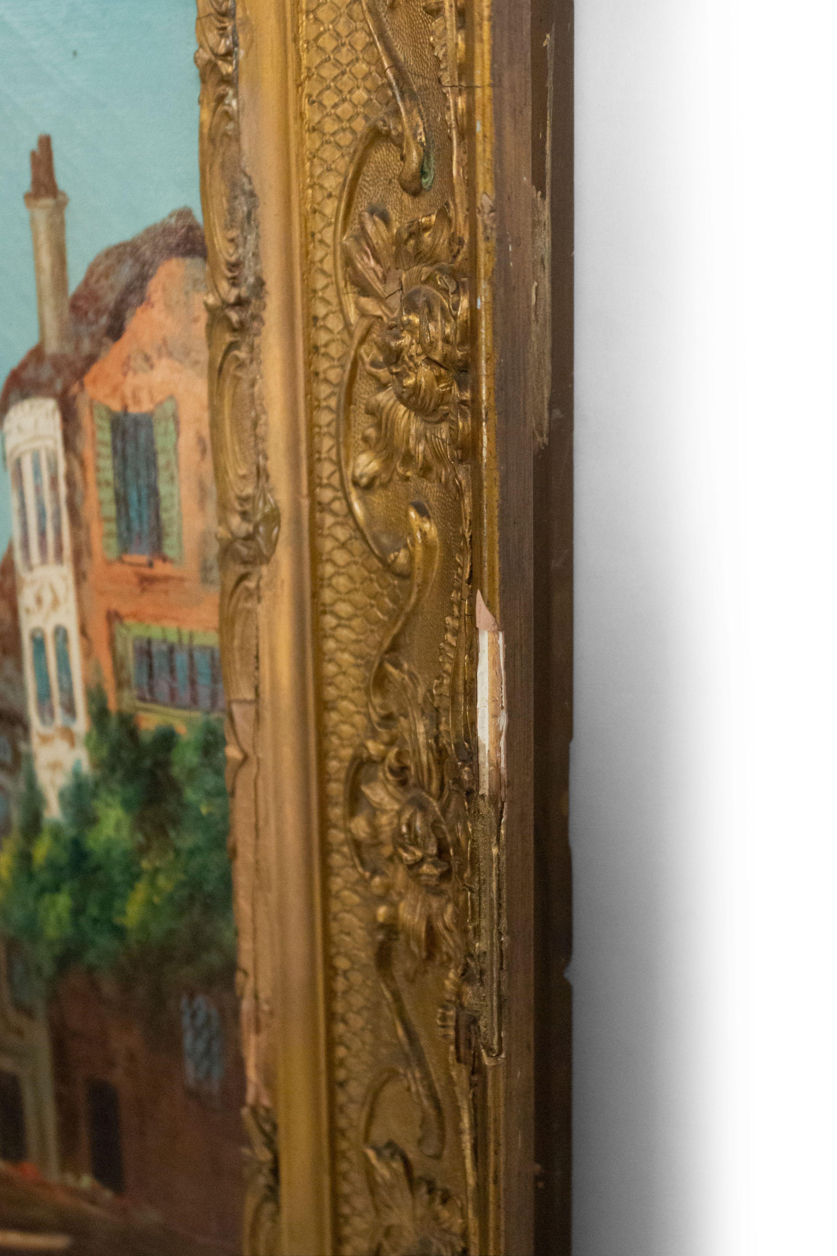 19th Century Pair of Italian Venetian Canal Paintings For Sale