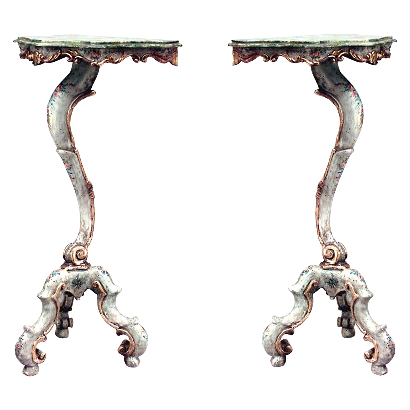 Pair of Italian Venetian Floral Pedestals For Sale