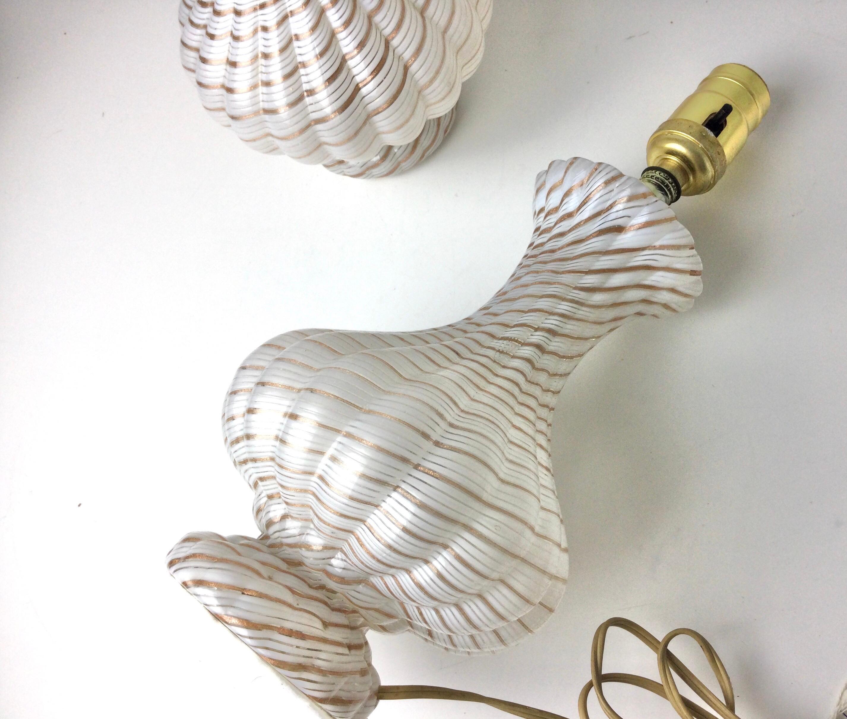 Blown Glass Pair of Italian Venetian Glass Bedroom Lamps