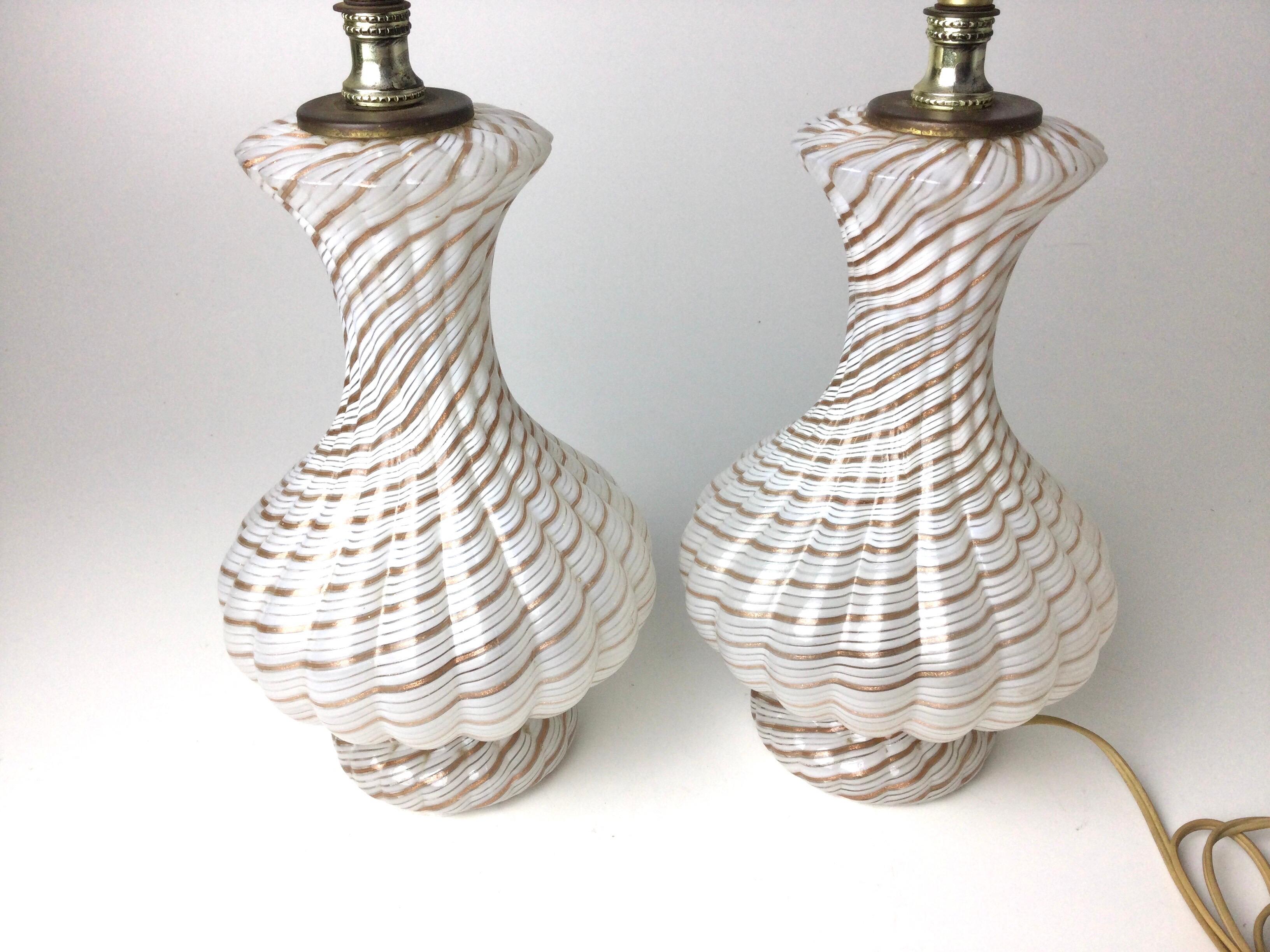 Pair of Italian Venetian Glass Bedroom Lamps 3