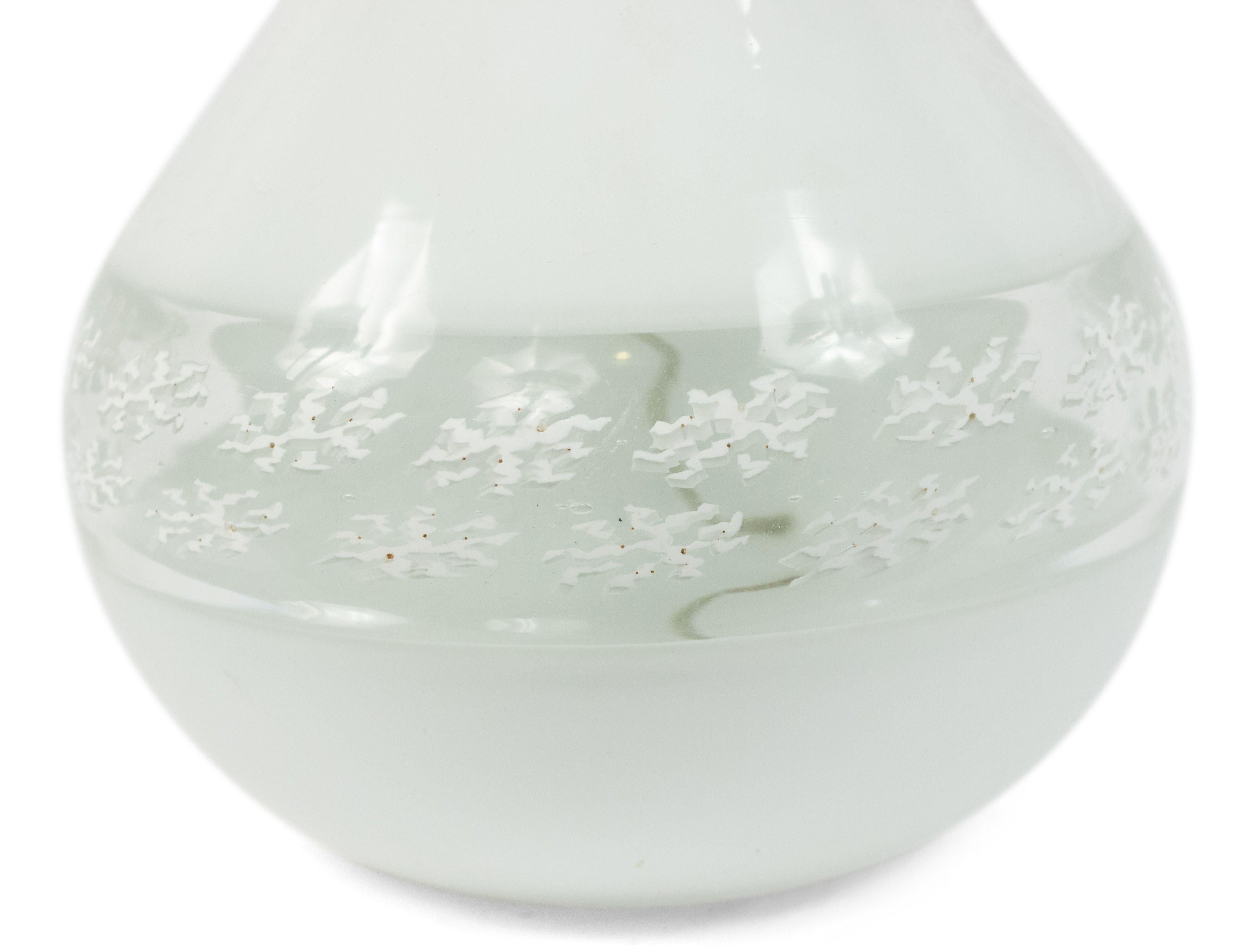 Pair of Italian Murano White Glass Table Lamps For Sale 1