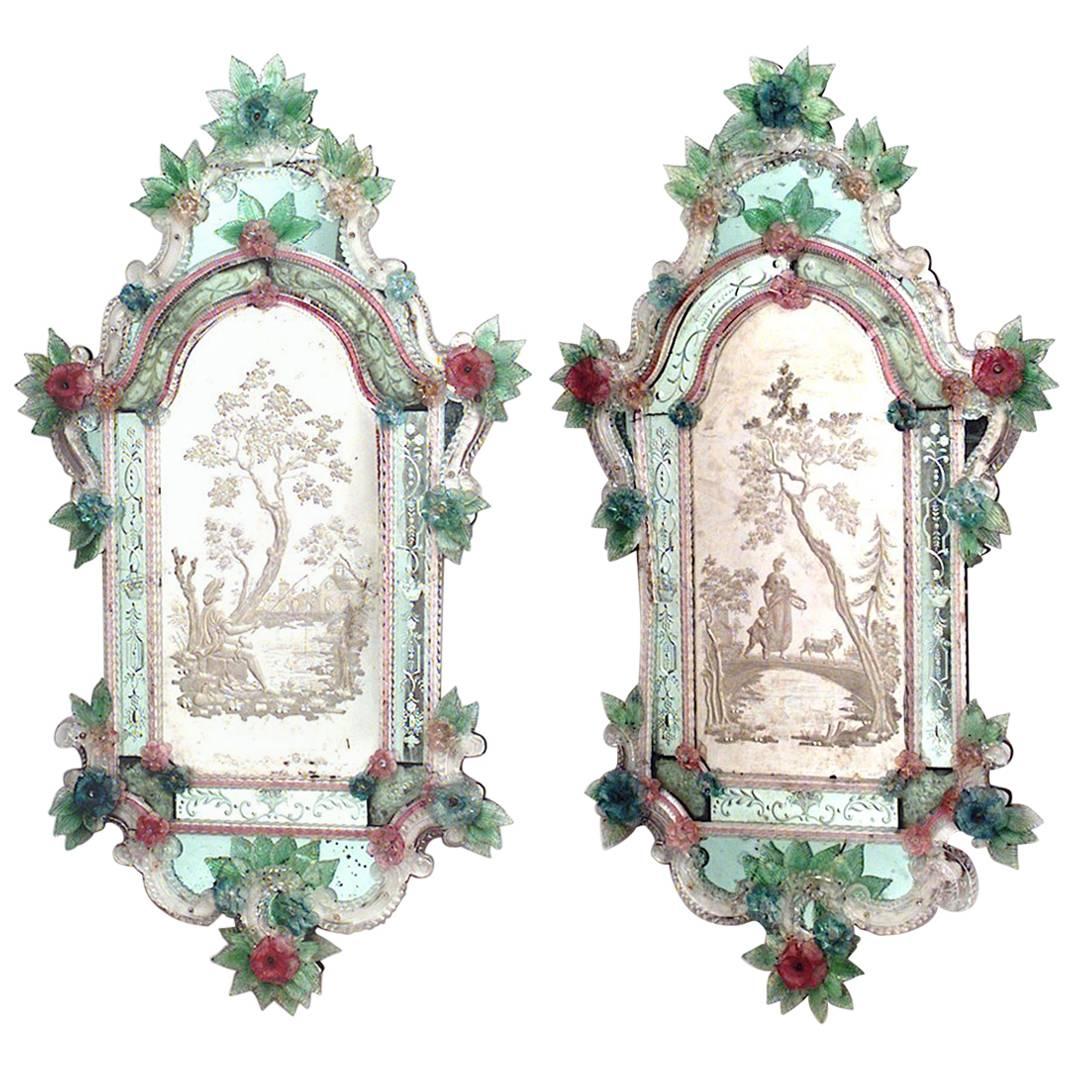 Pair of Italian Venetian Murano '19th Century' Wall Mirrors