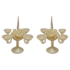Pair of Italian Venetian Murano Glass Candelabras