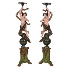 Pair of Italian Venetian Polychromed Figures
