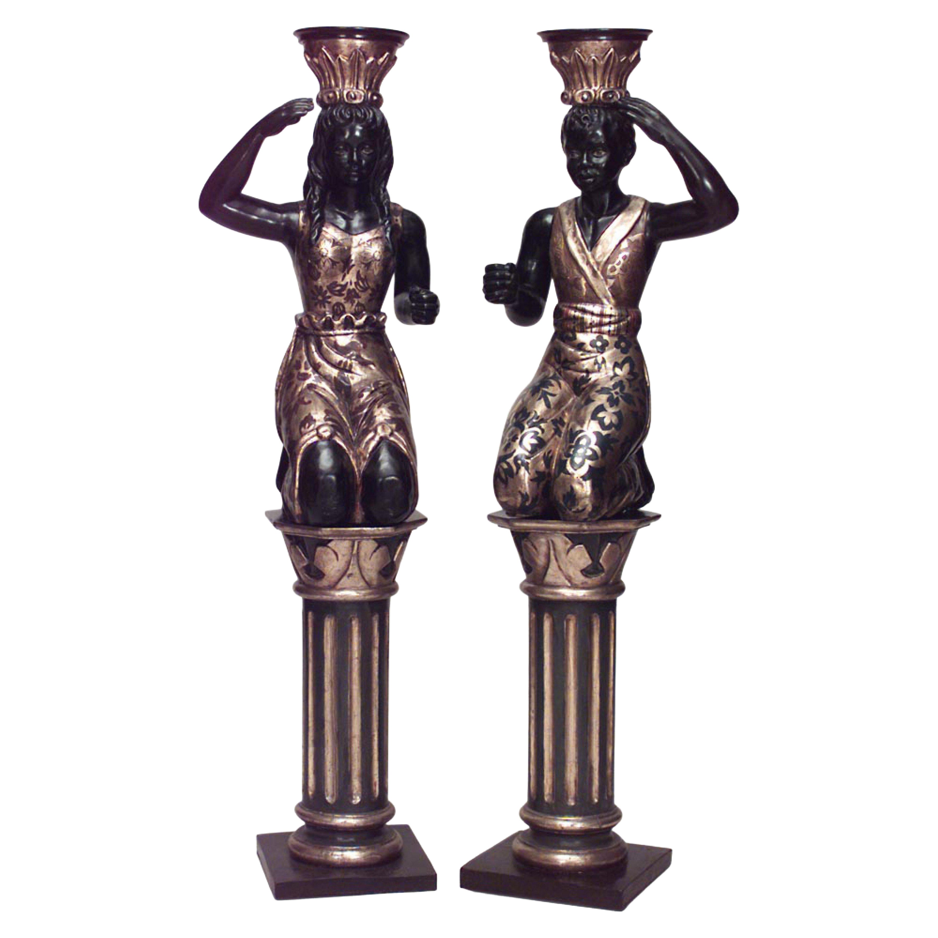 Pair of Italian Venetian Polychromed Figures