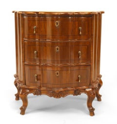 Pair of Italian Venetian Walnut Bombe Shaped Bedside Commodes