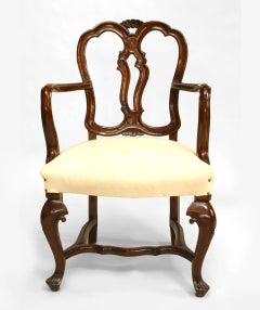 Sillones italianos del siglo XIX de madera de nogal, tapizados, estilo veneciano