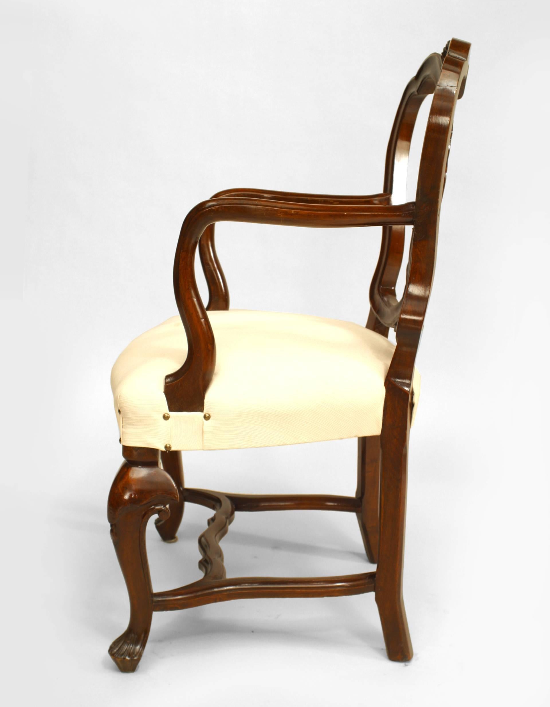 19th Century Pair of Italian Venetian Walnut Armchairs For Sale