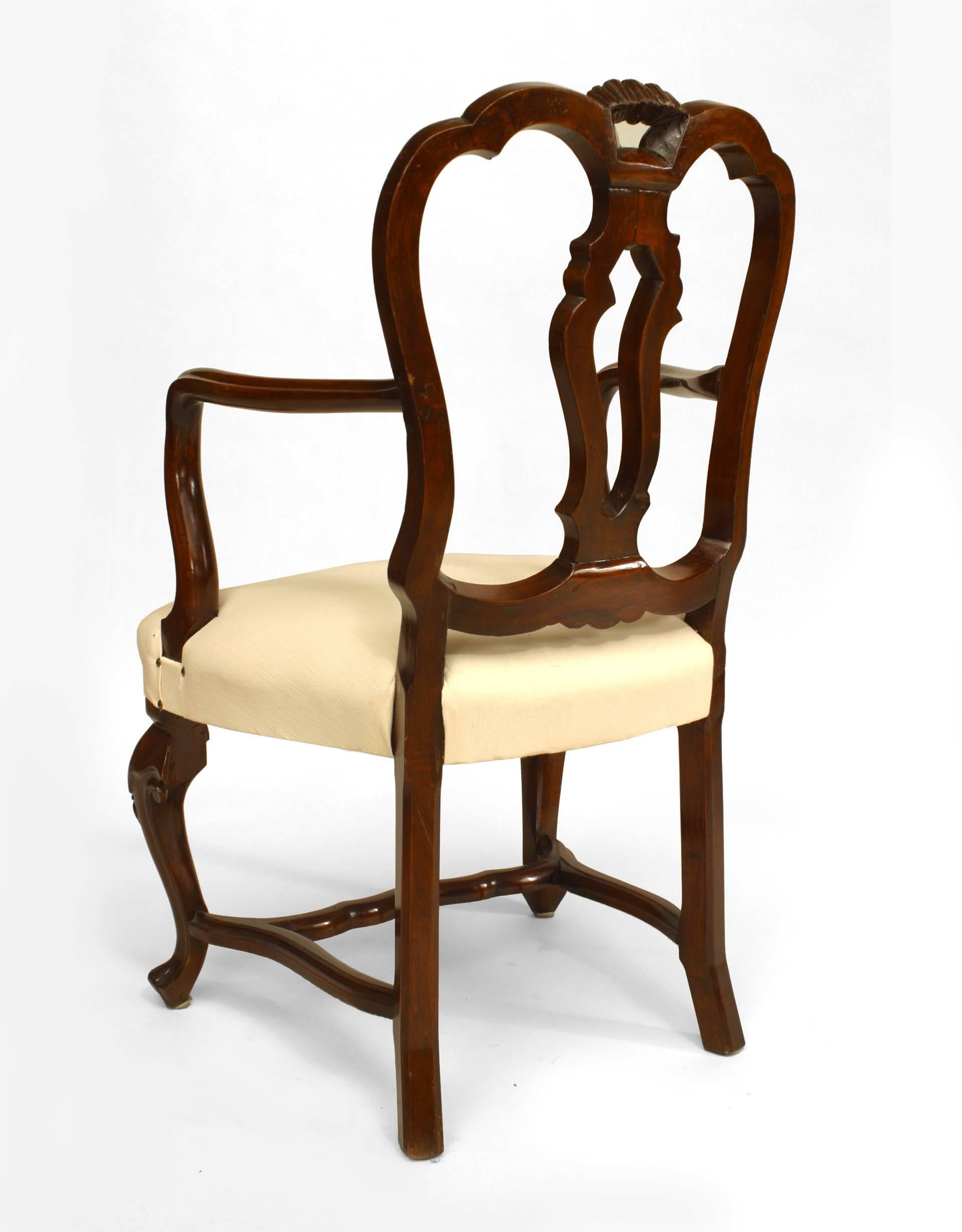 Upholstery Pair of Italian Venetian Walnut Armchairs For Sale