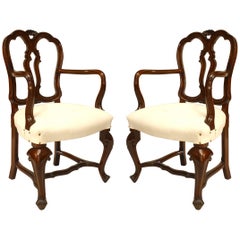 Pair of Italian Venetian Walnut Armchairs
