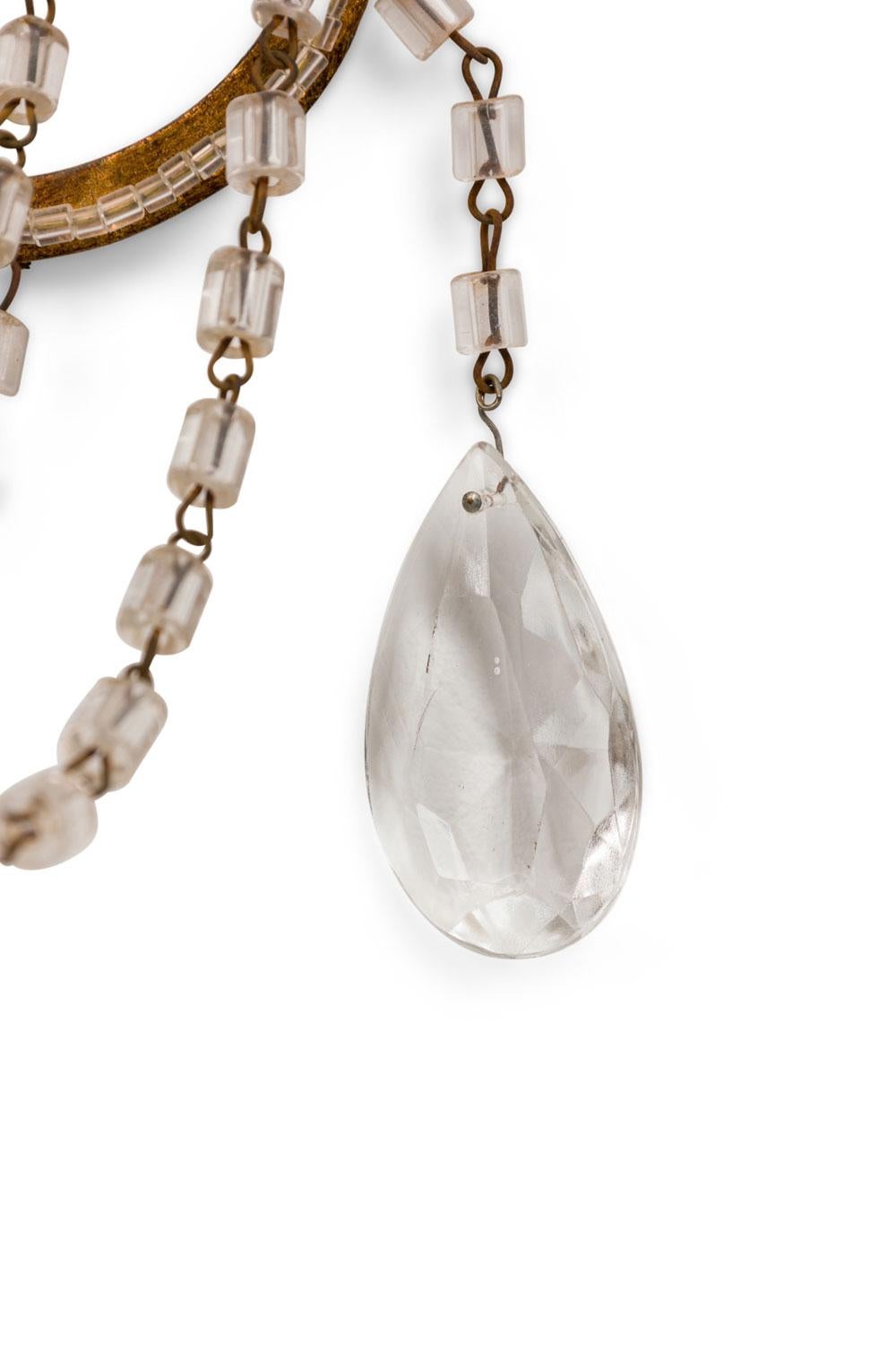 Pair of Italian Venetian Style Crystal and Metal Scroll Arm Sconces en venta 2