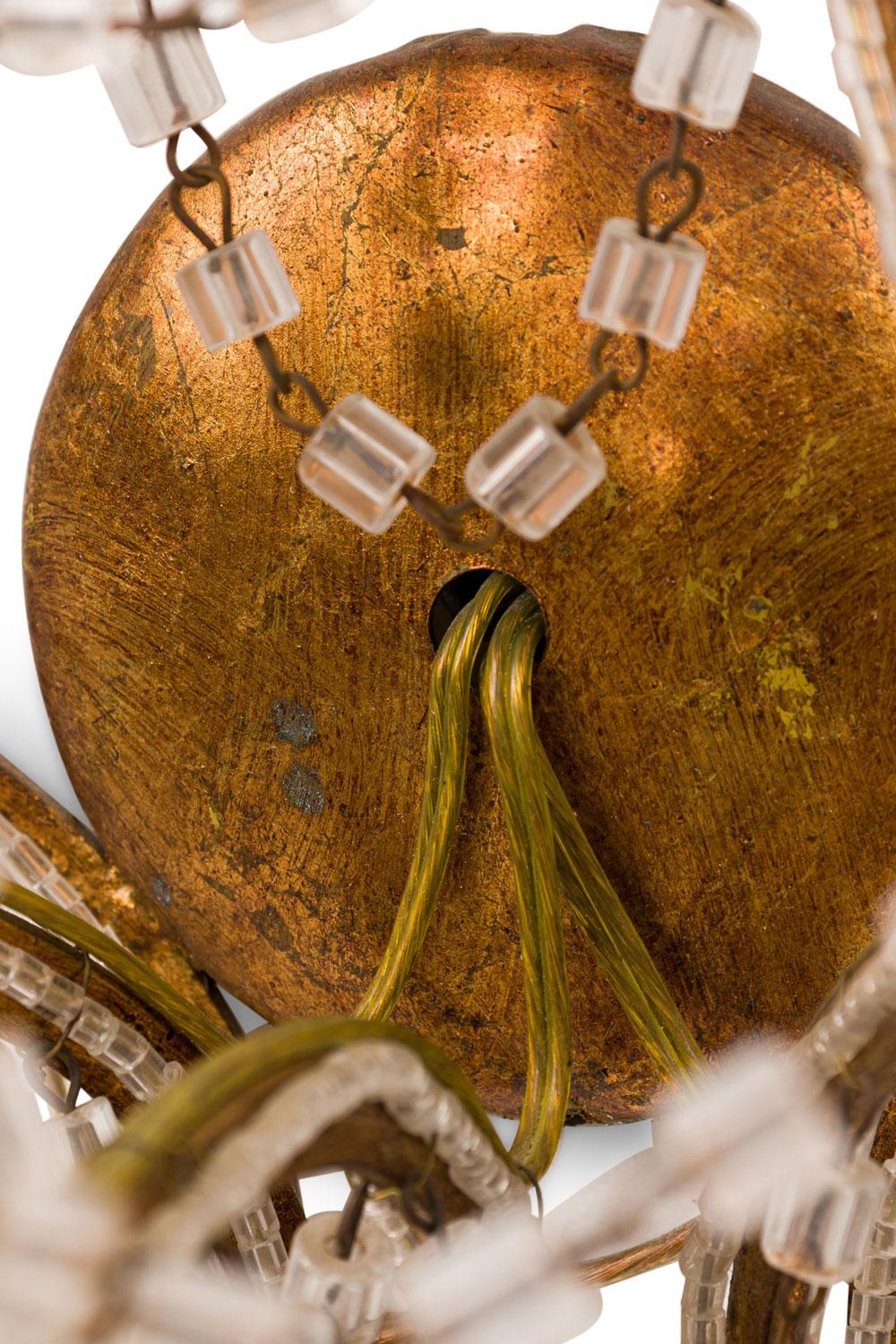 Pair of Italian Venetian Style Crystal and Metal Scroll Arm Sconces en venta 1