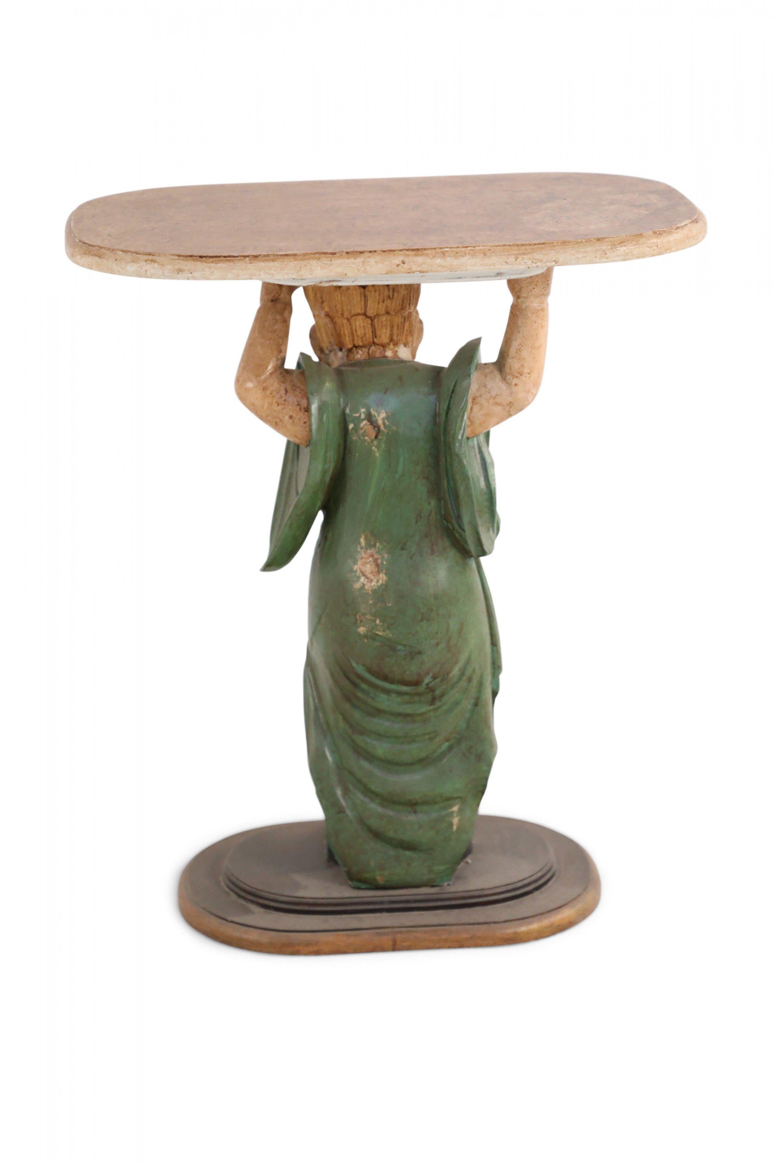 Pair of Italian Venetian Style Figurative Side Tables In Good Condition For Sale In New York, NY