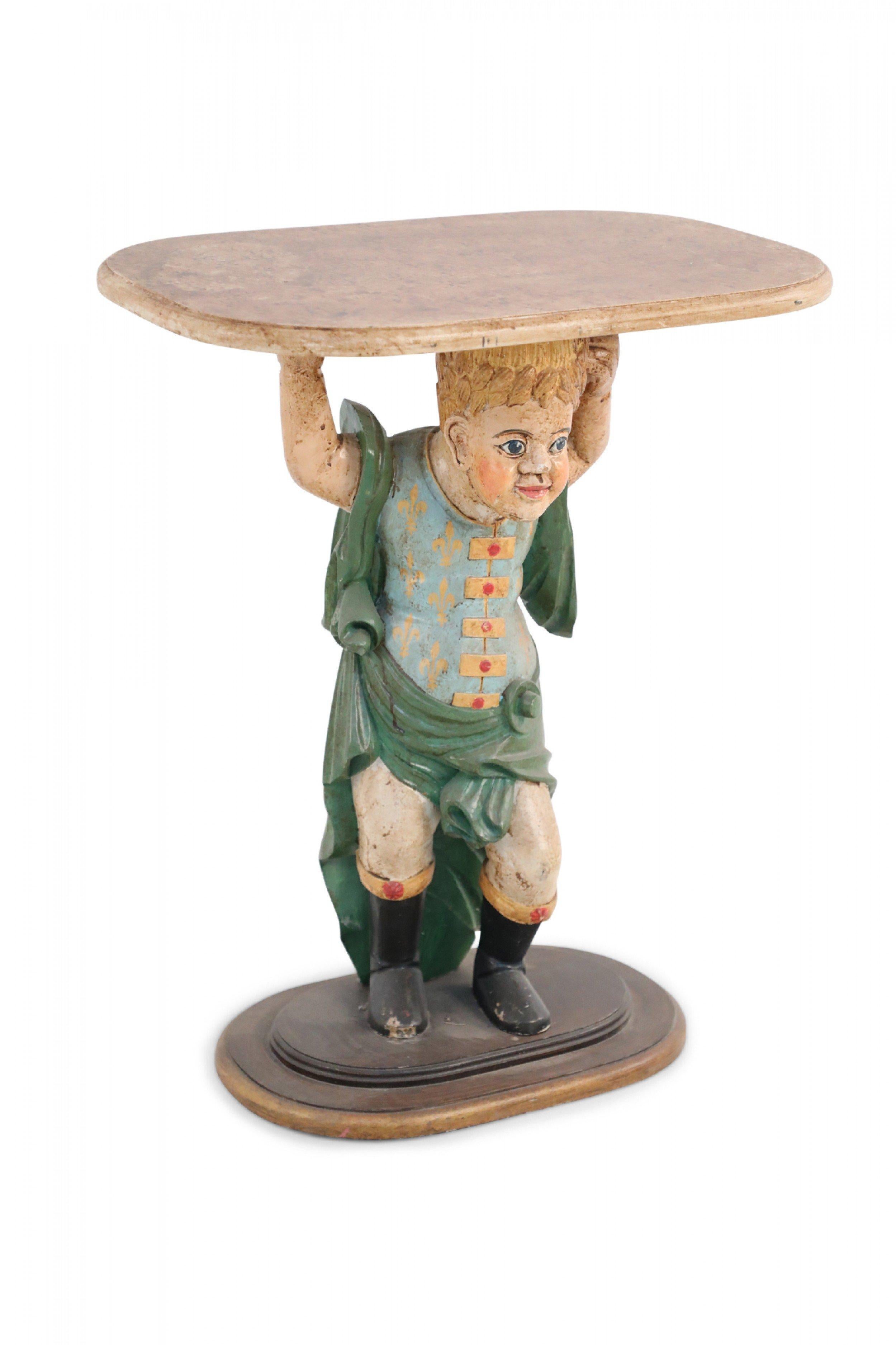 Pair of Italian Venetian Style Figurative Side Tables For Sale 1