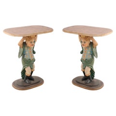 Pair of Italian Venetian Style Figurative Side Tables