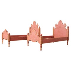 Pair of Italian Venetian Style Hand-Painted Twin Beds