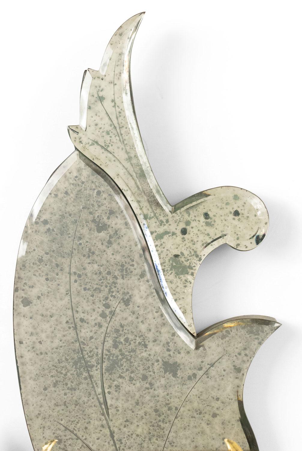 Pareja de Apliques de Murano Estilo Veneciano Italiano con Hoja de Espejo en Bueno estado para la venta en Queens, NY