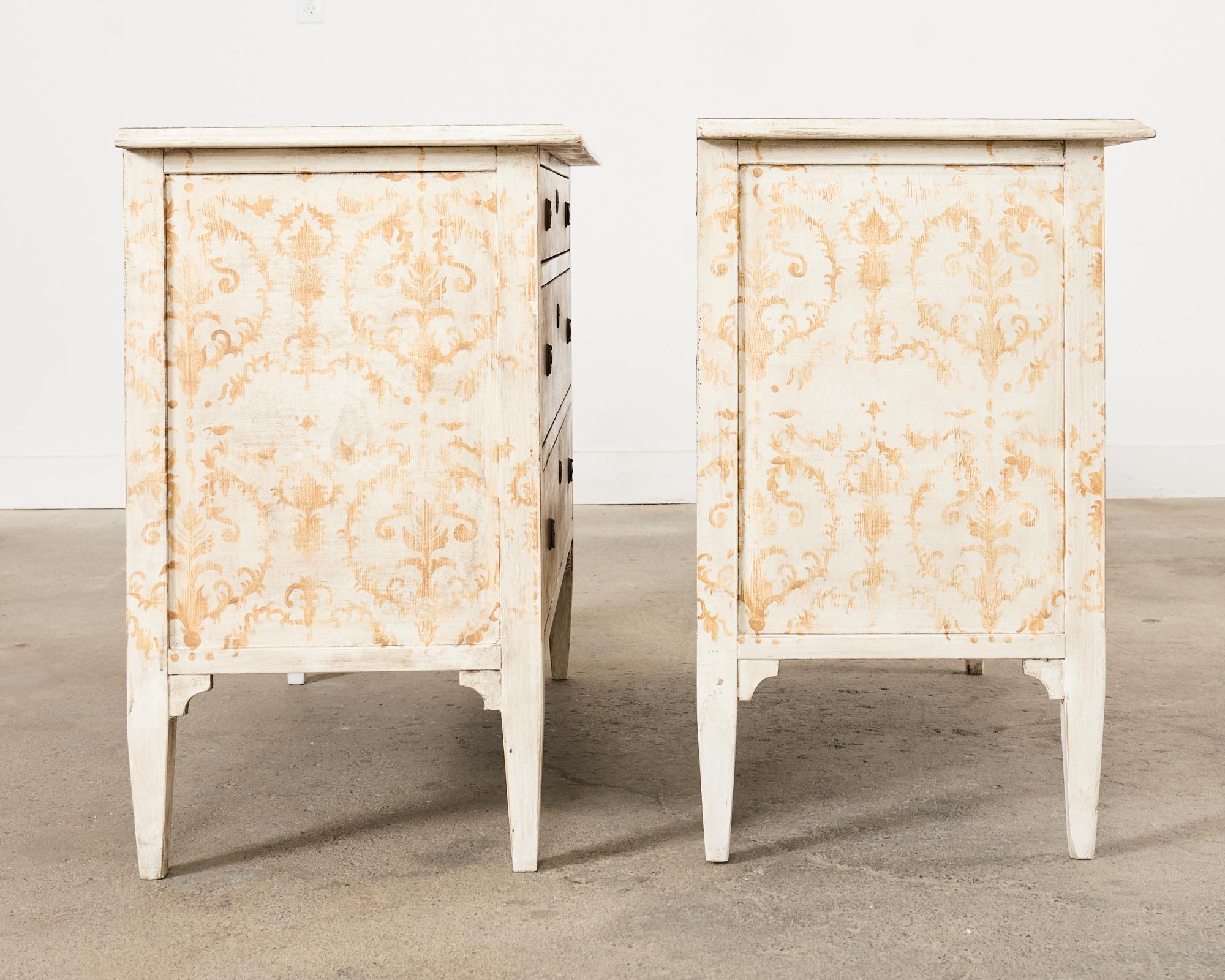 20th Century Pair of Italian Venetian Style Painted Pine Commodes or Chests For Sale