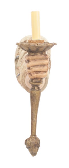 Paar italienische armförmige Wandleuchter aus Metall im venezianischen Stil aus Zinn