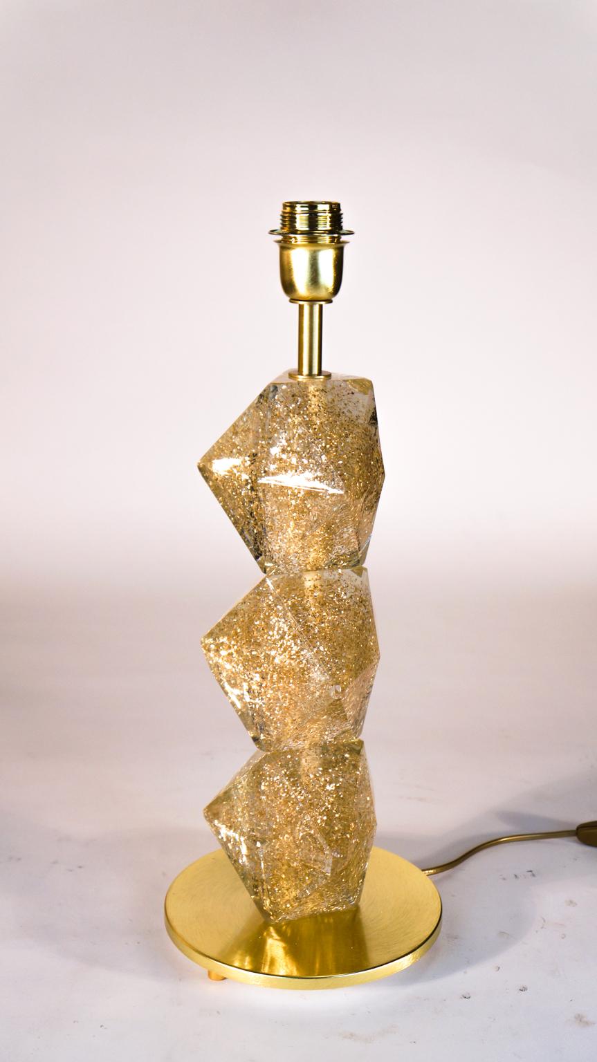 Alberto Donà Mid-Century Modern Gold Pair of Murano Glass Table Lamps Gold, 1992 For Sale 7