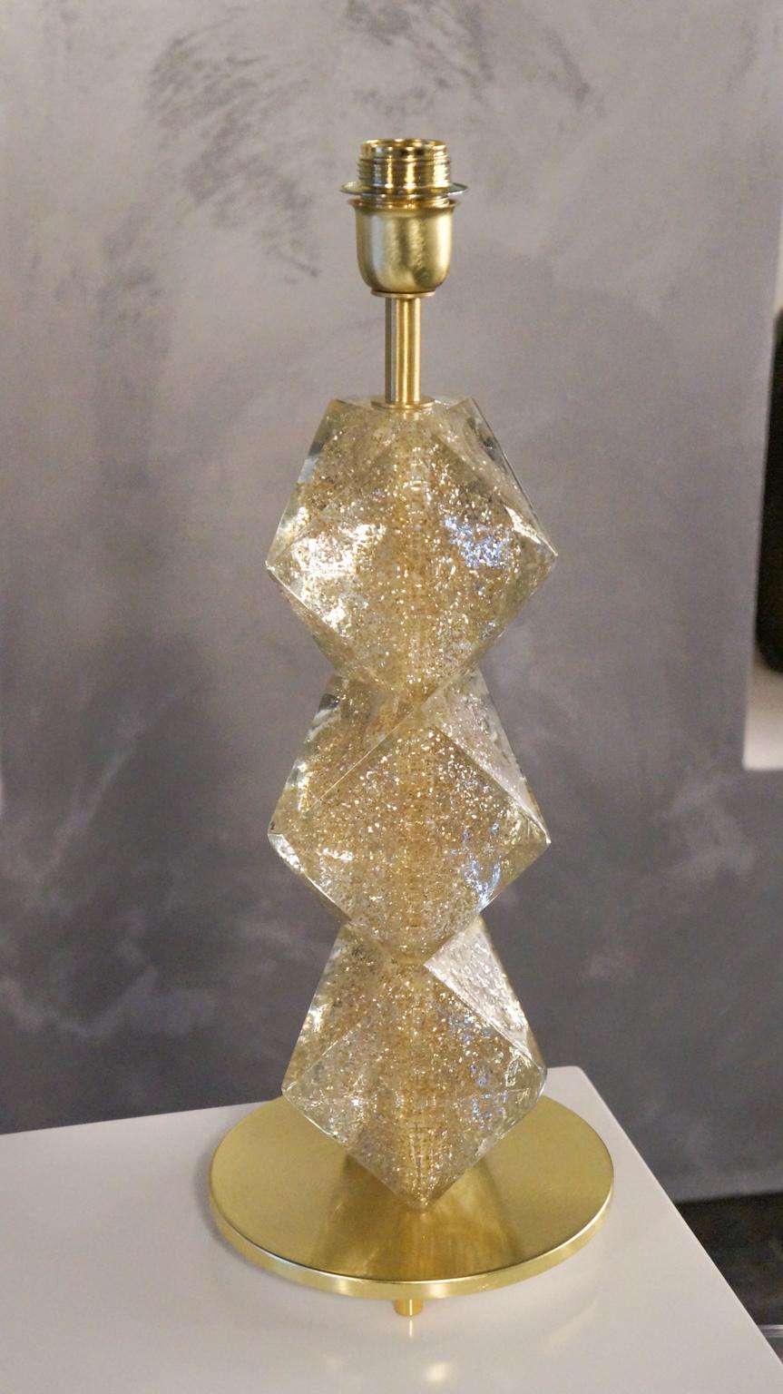 Alberto Donà paire de lampes de bureau en verre de Murano dorées, de style moderne du milieu du siècle, 1992 en vente 10