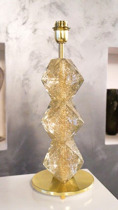 Alberto Donà Mid-Century Modern Gold Pair of Murano Glass Table Lamps Gold, 1992