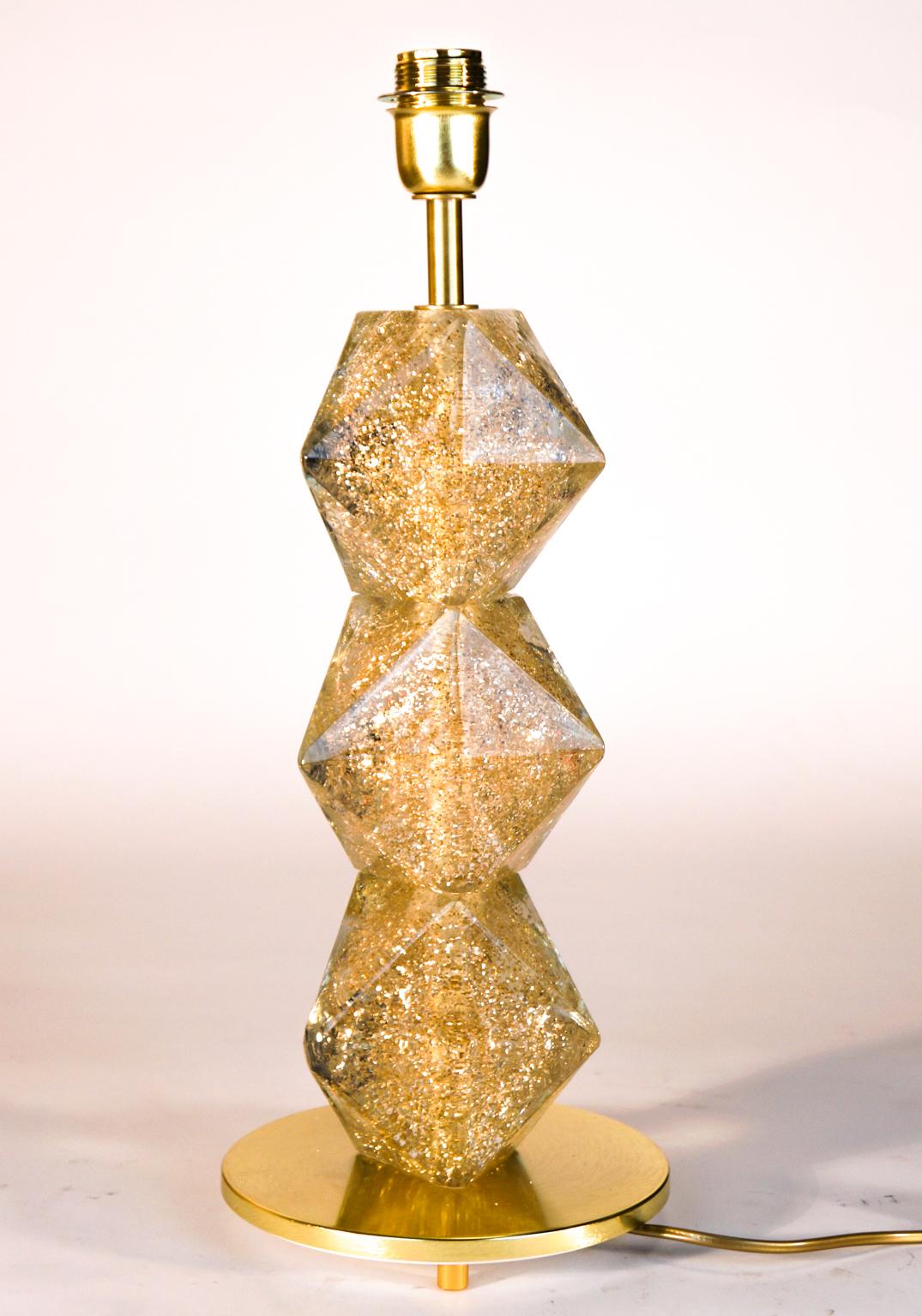 Mid-Century Modern Alberto Donà paire de lampes de bureau en verre de Murano dorées, de style moderne du milieu du siècle, 1992 en vente