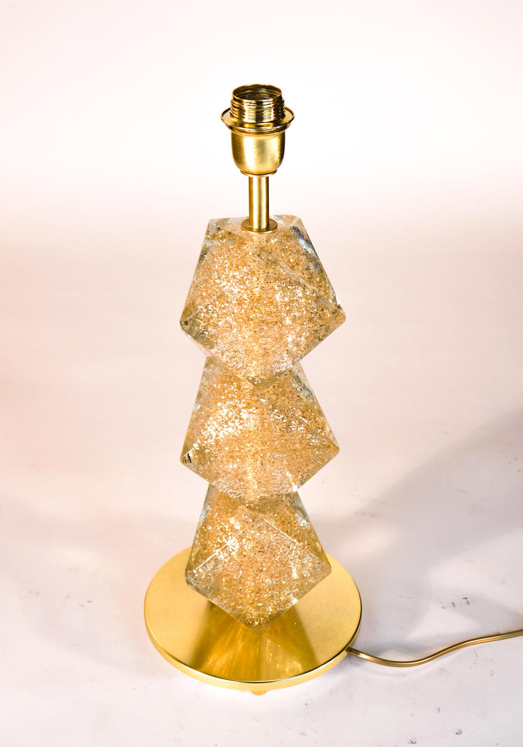 Italian Alberto Donà Mid-Century Modern Gold Pair of Murano Glass Table Lamps Gold, 1992 For Sale