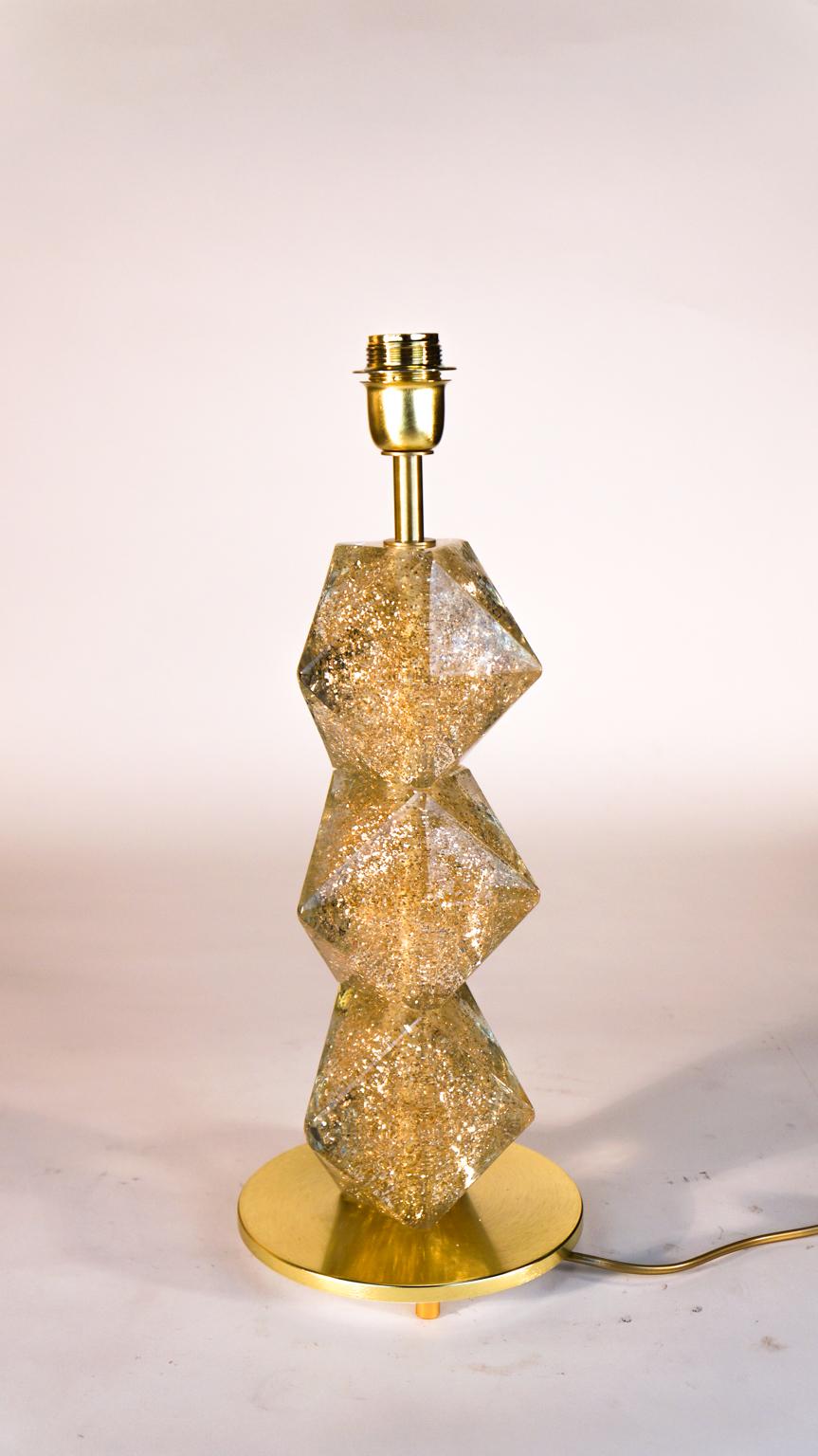 Alberto Donà paire de lampes de bureau en verre de Murano dorées, de style moderne du milieu du siècle, 1992 en vente 2