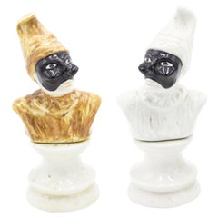Pair of Italian Venetrian Porcelain Clown Busts