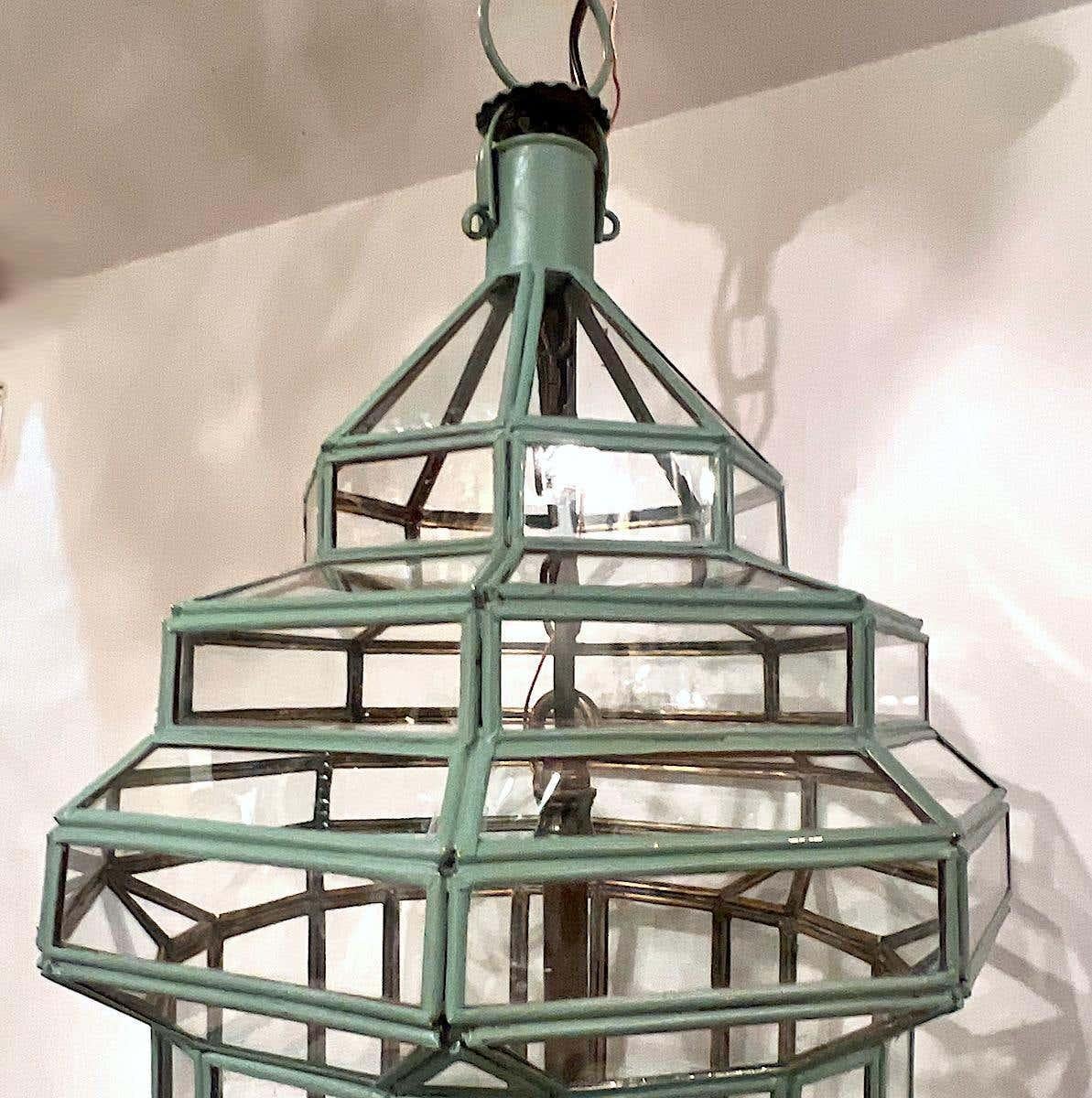 Pair of Italian Verdigris Lanterns, Sold individually. In Good Condition In New York, NY