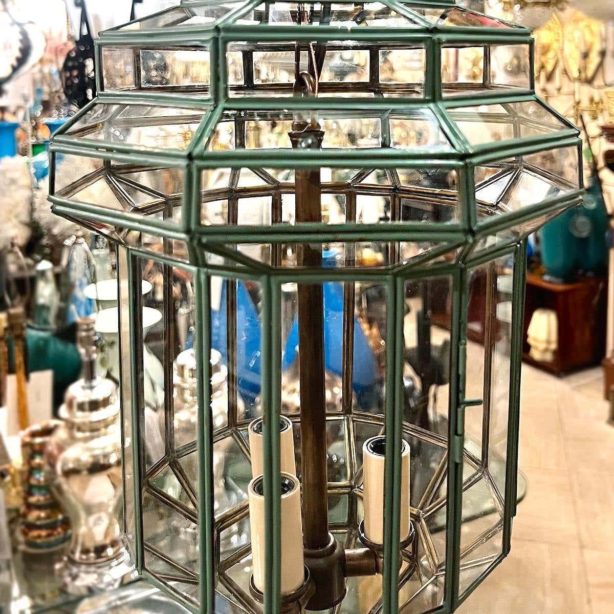 Mid-20th Century Pair of Italian Verdigris Lanterns, Sold individually.