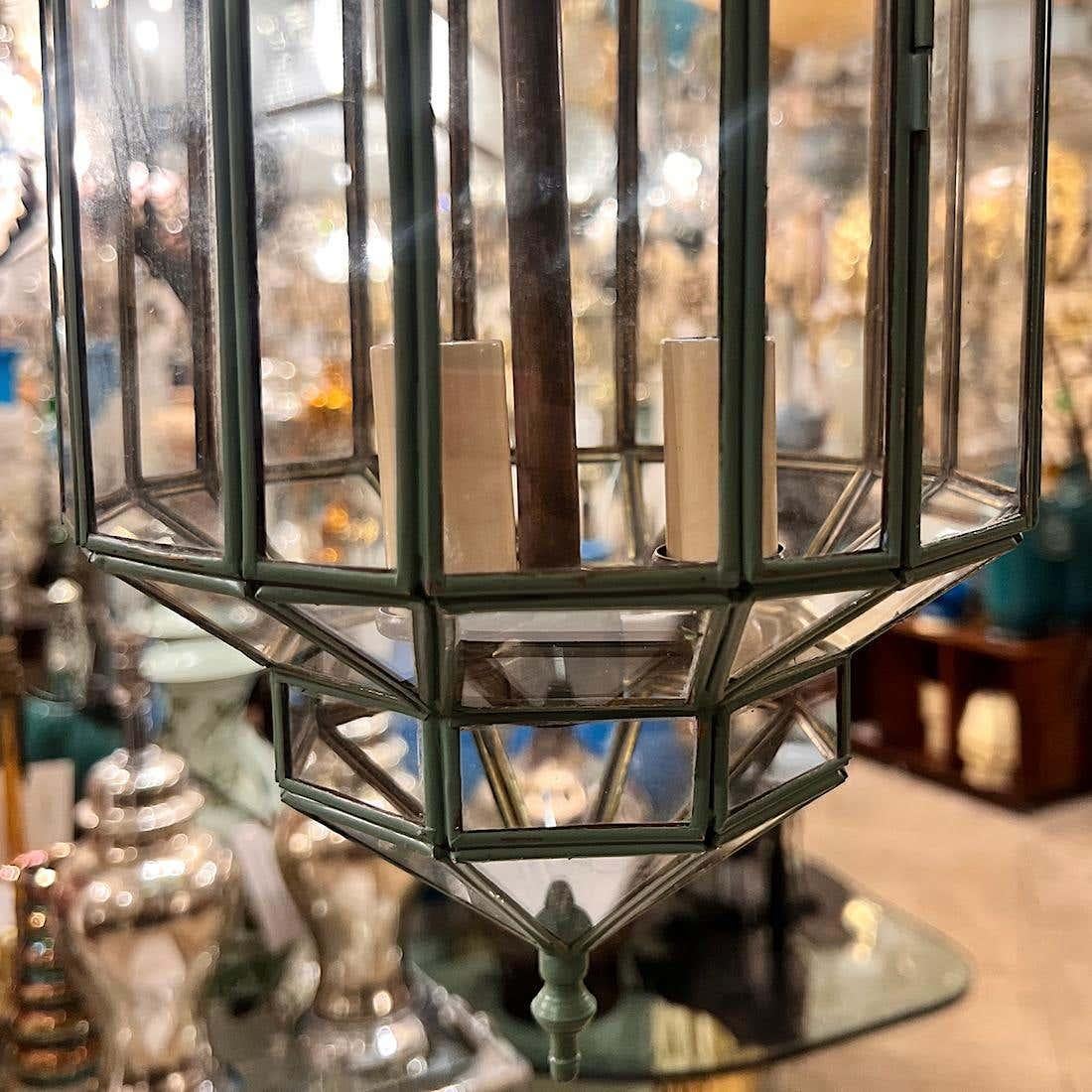 Metal Pair of Italian Verdigris Lanterns, Sold individually.