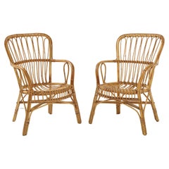Pair of Italian Vintage Bamboo Armchairs