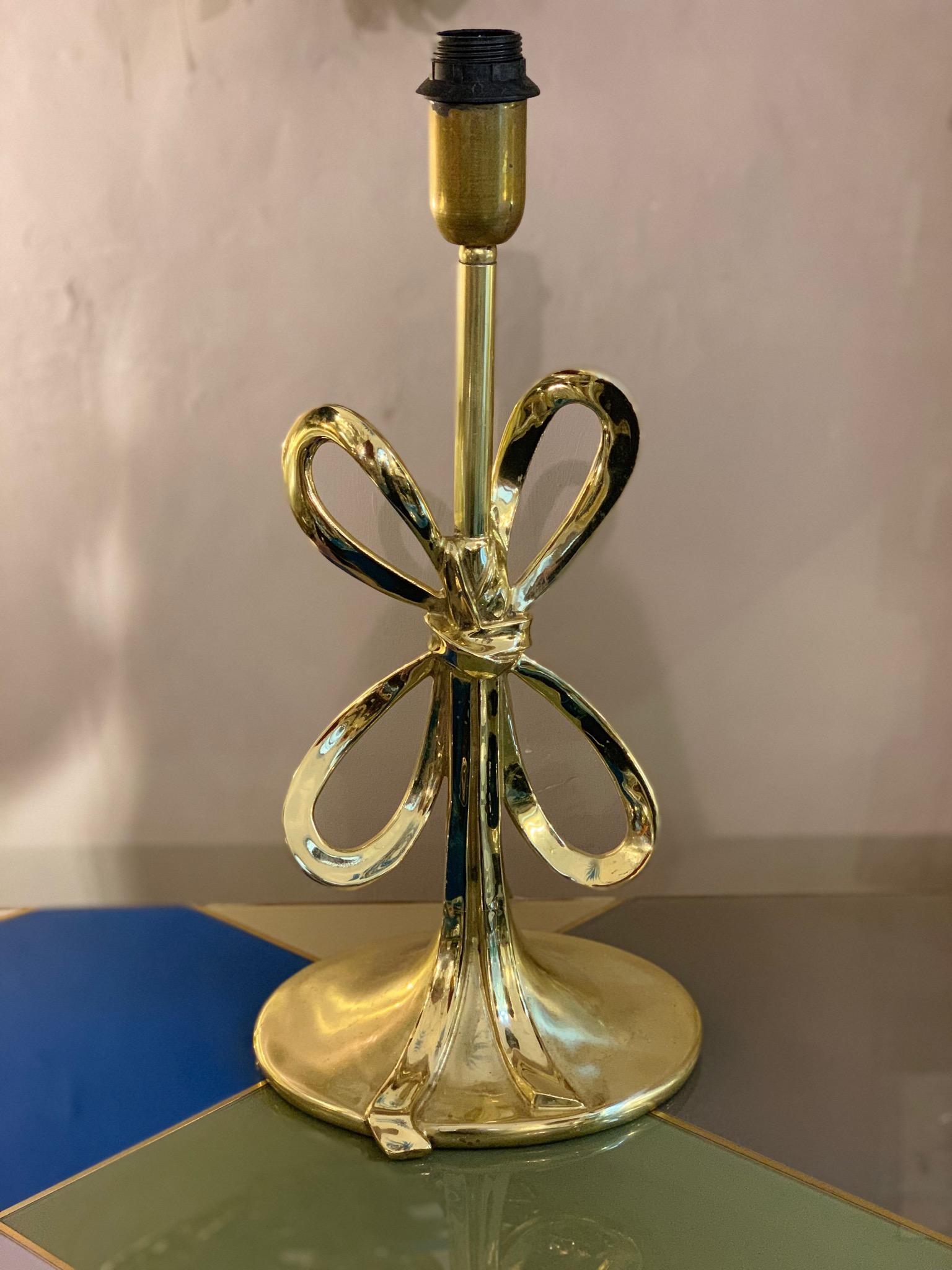Pair of Italian Vintage Brass Bow Table Lamps Oval Base, 1970s 5