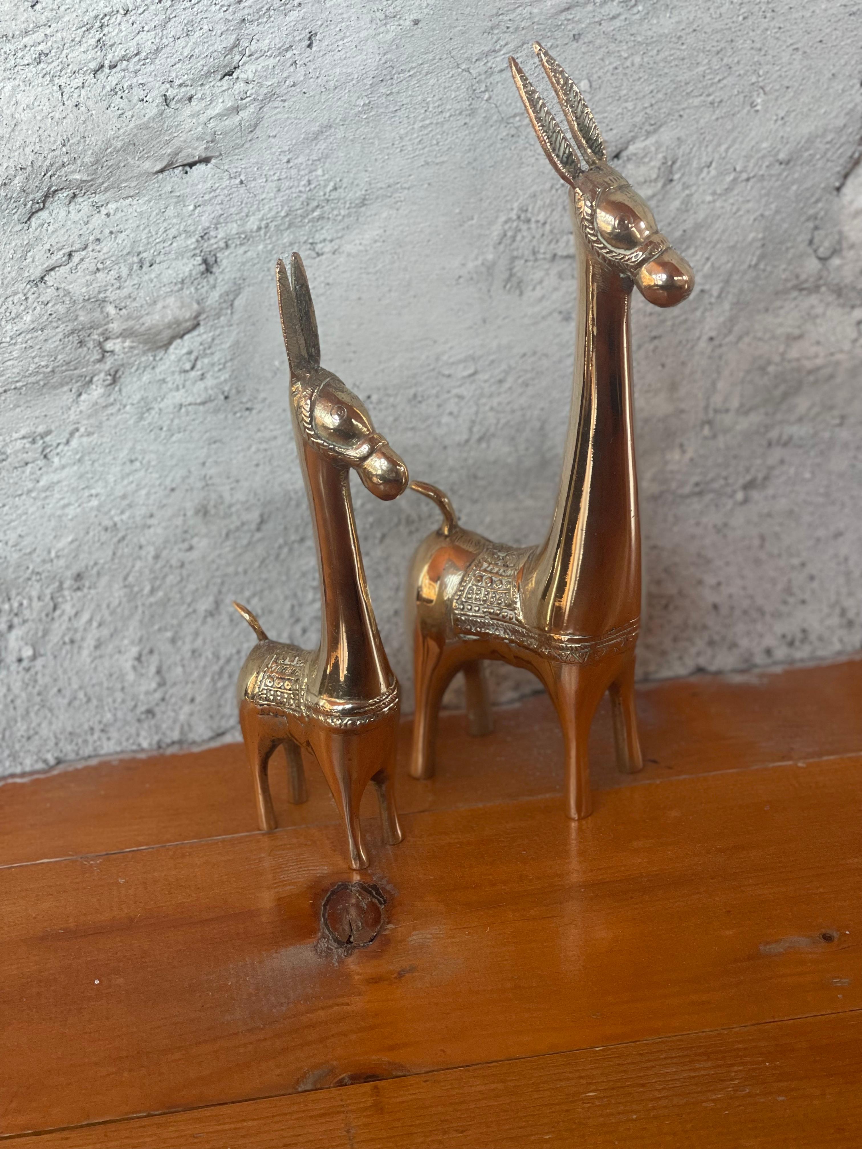 Mid-Century Modern Paire d'ânes italiens en laiton, années 1950 en vente