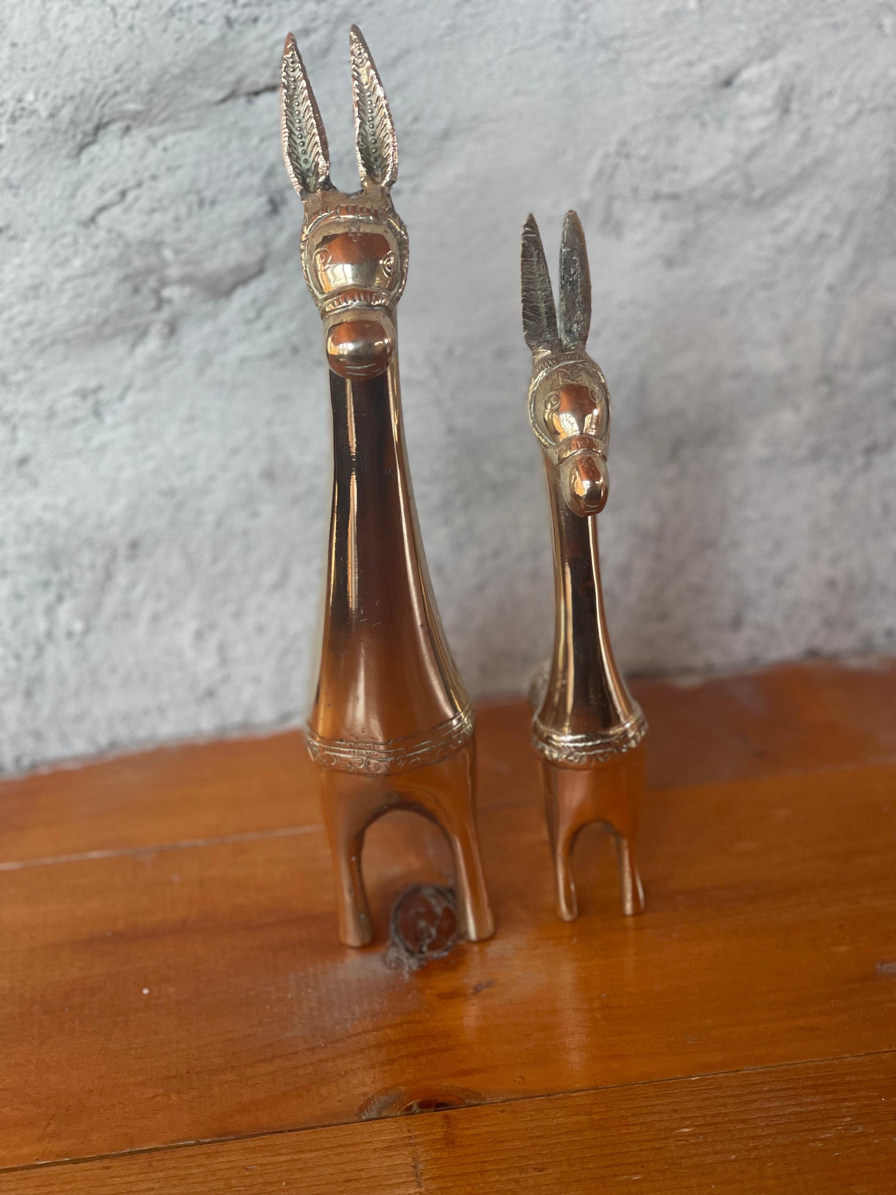 Paire d'ânes italiens en laiton, années 1950 Bon état - En vente à Paris, FR