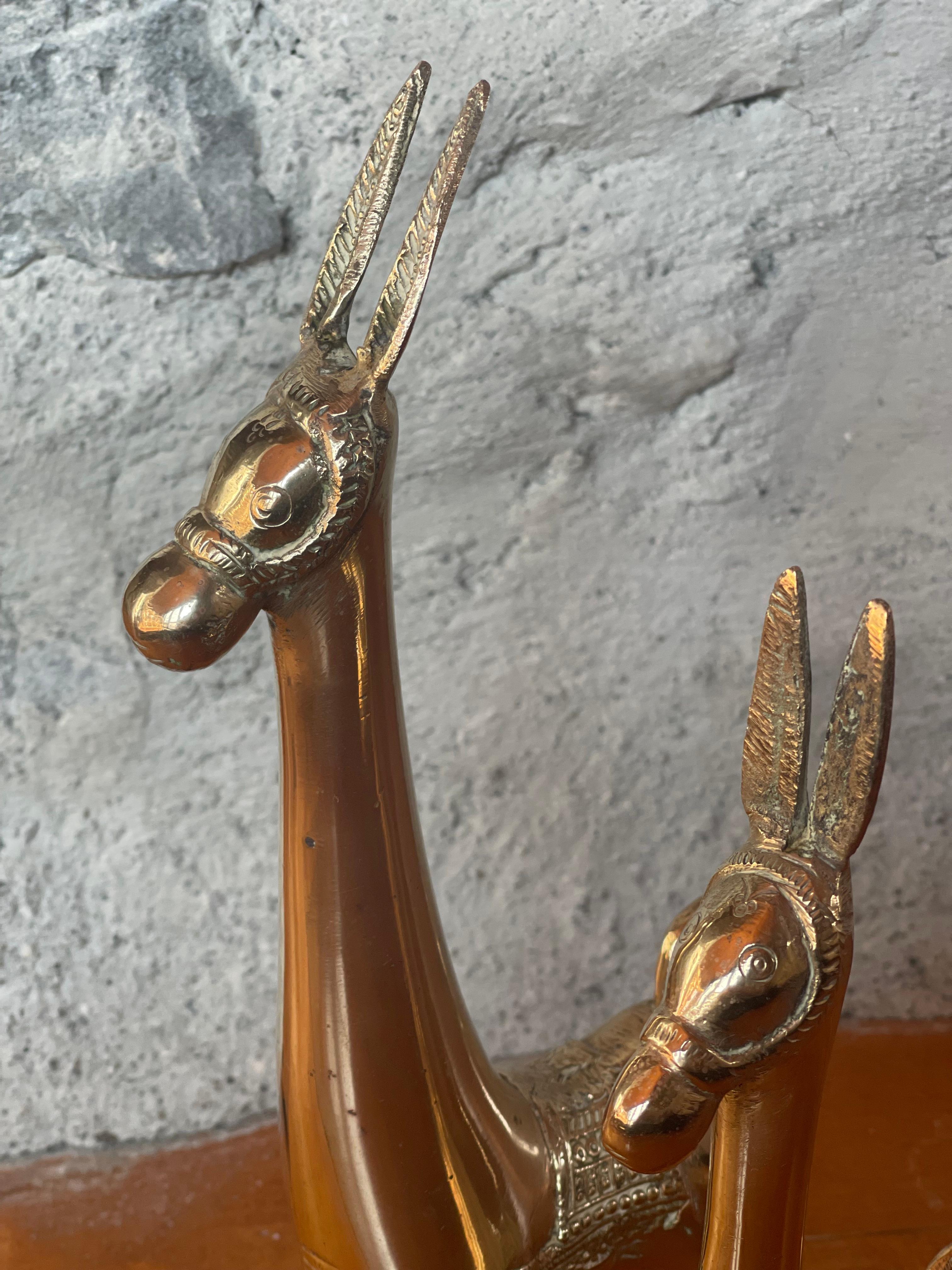 Paire d'ânes italiens en laiton, années 1950 en vente 1