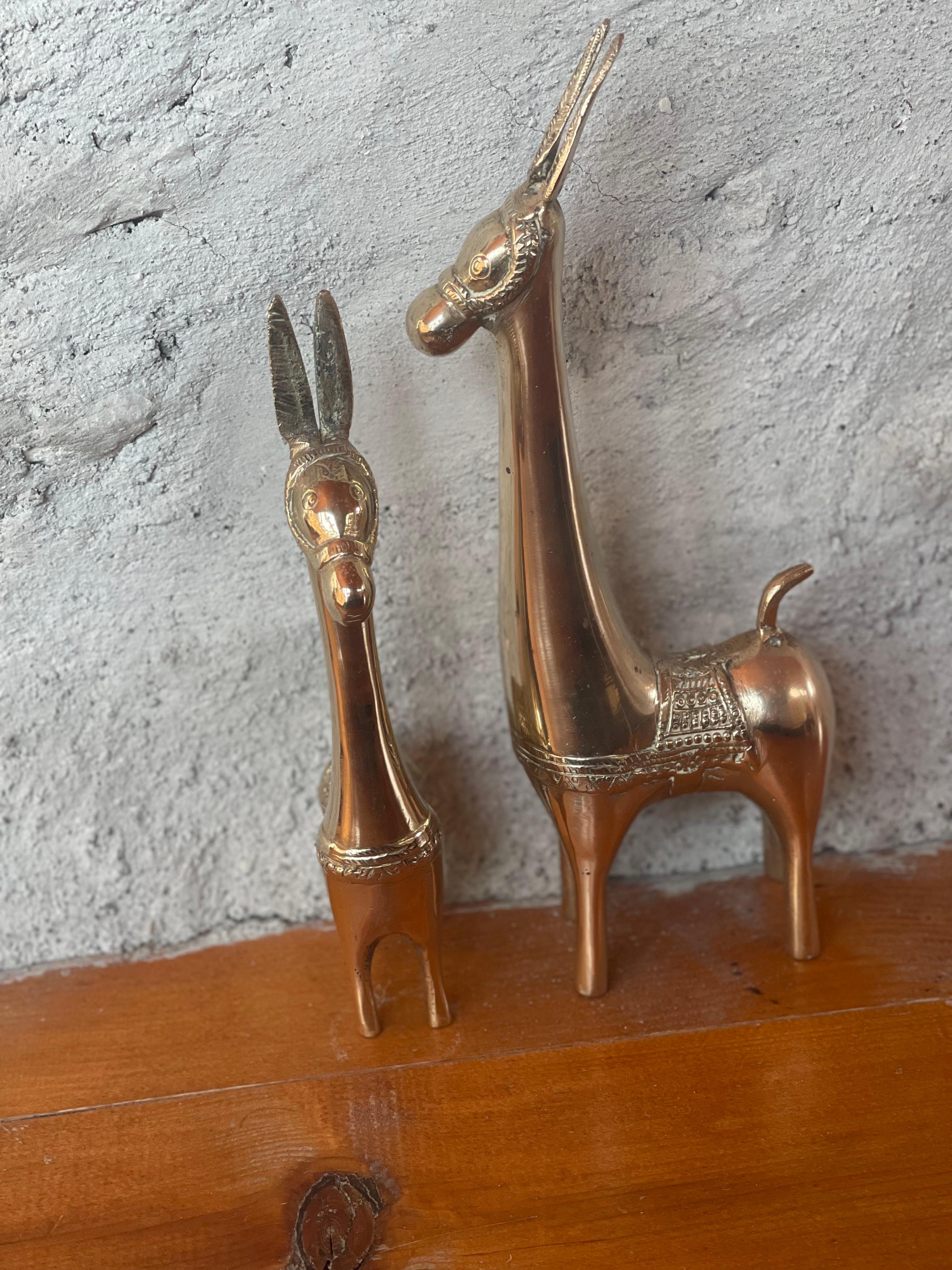 Paire d'ânes italiens en laiton, années 1950 en vente 2